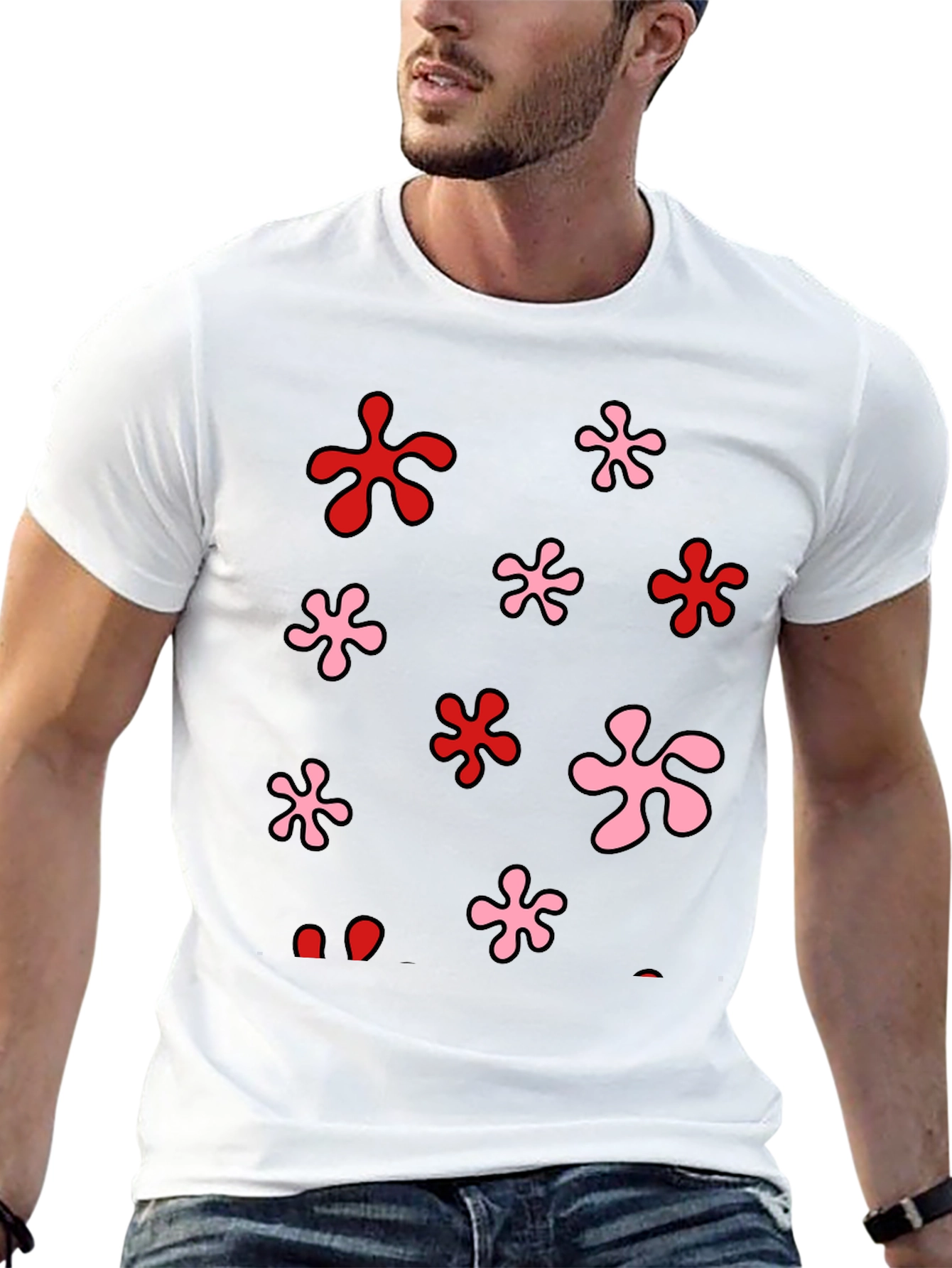 Funky Floral Print Black T-Shirt