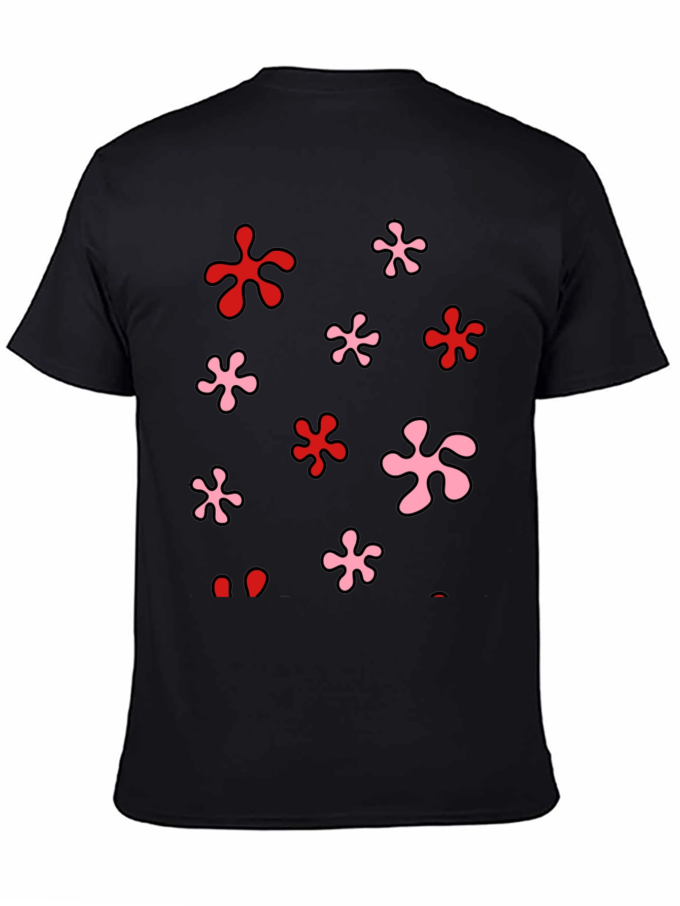 Funky Floral Print Black T-Shirt