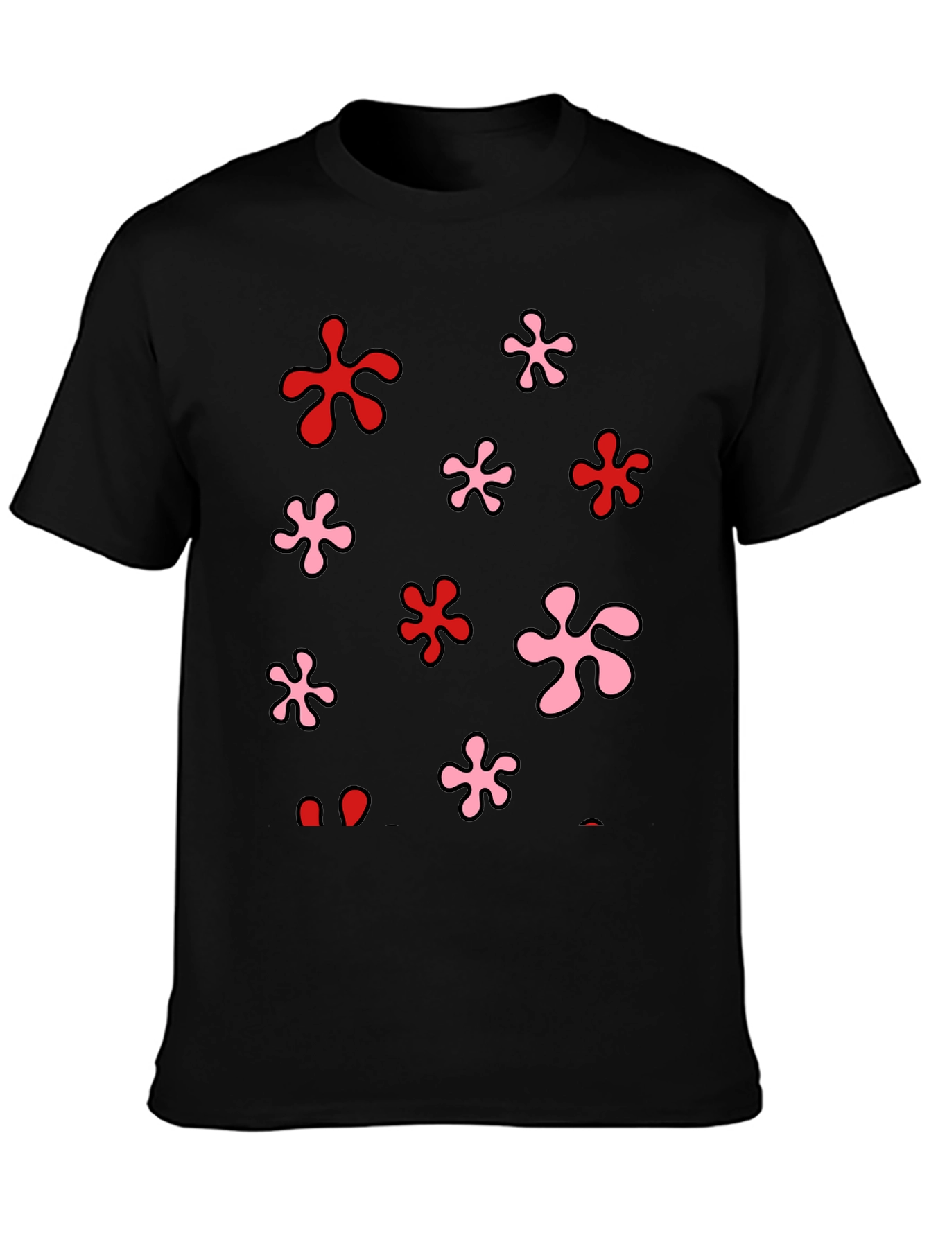 Funky Floral Print Black T-Shirt