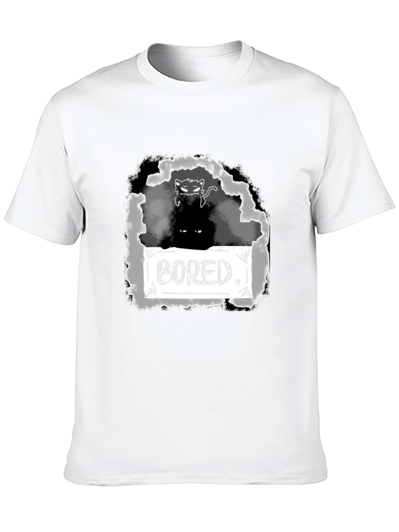 Bored Cat Graphic T-Shirt - Unisex Black Tee