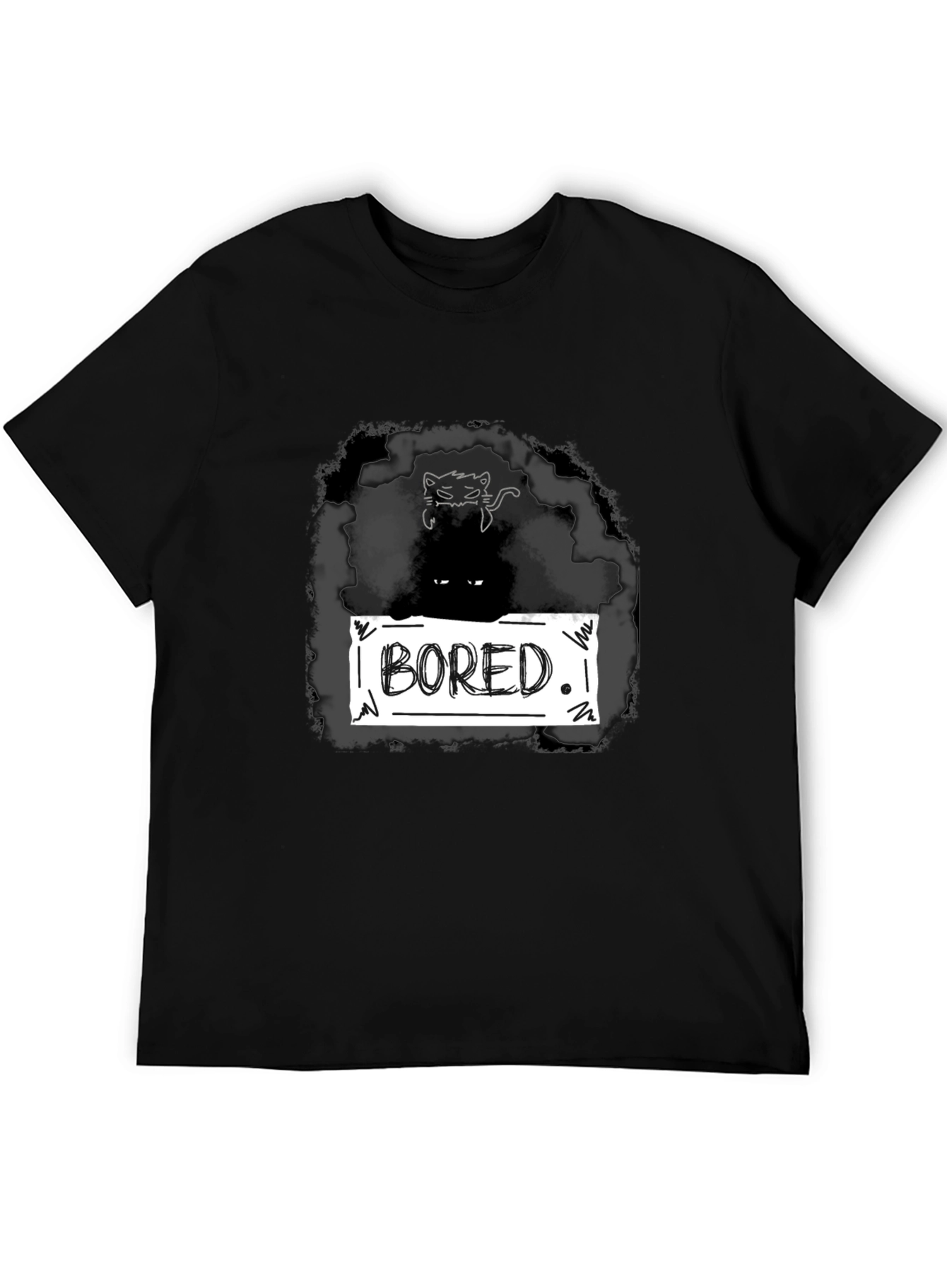 Bored Cat Graphic T-Shirt - Unisex Black Tee