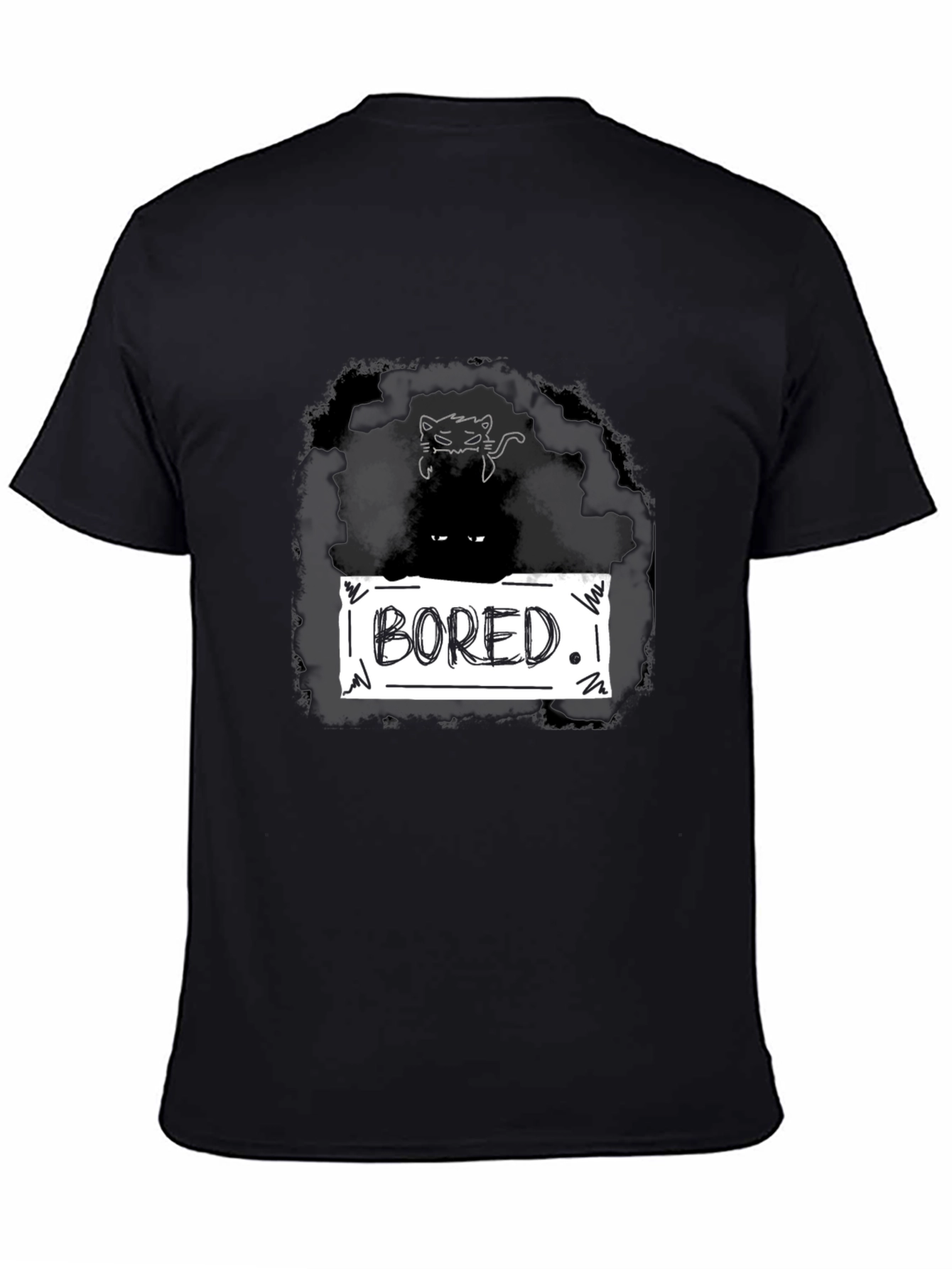 Bored Cat Graphic T-Shirt - Unisex Black Tee