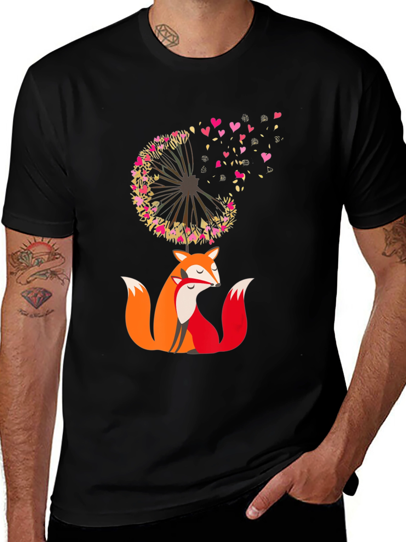 Fox & Dandelion Heart Tee - Stylish Graphic T-Shirt