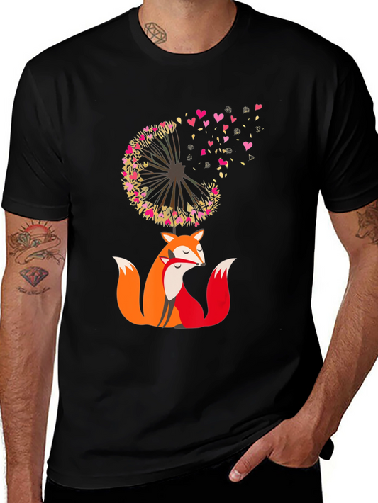 Fox & Dandelion Heart Tee - Stylish Graphic T-Shirt