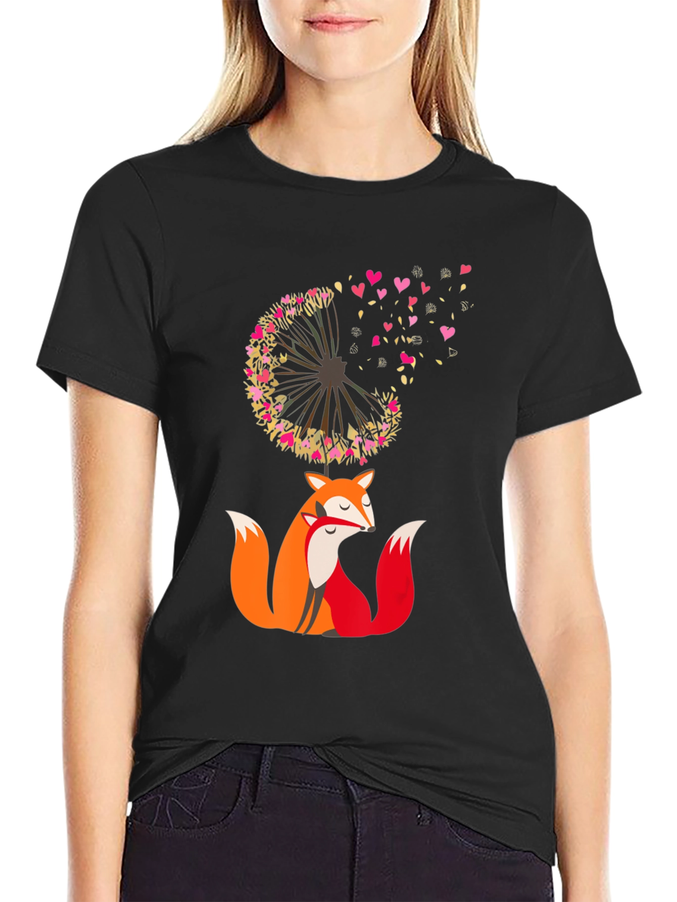 Fox & Dandelion Heart Tee - Stylish Graphic T-Shirt