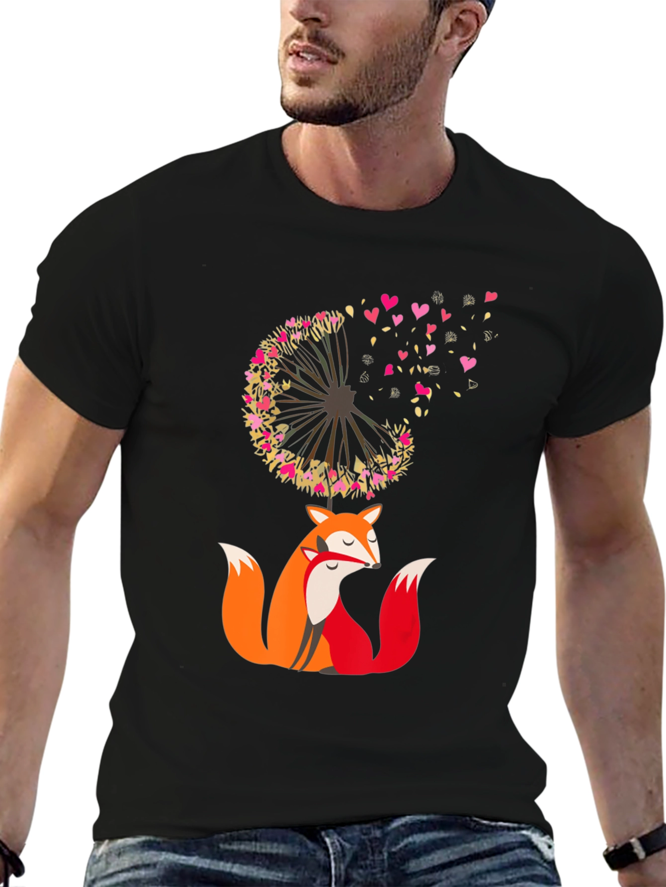 Fox & Dandelion Heart Tee - Stylish Graphic T-Shirt