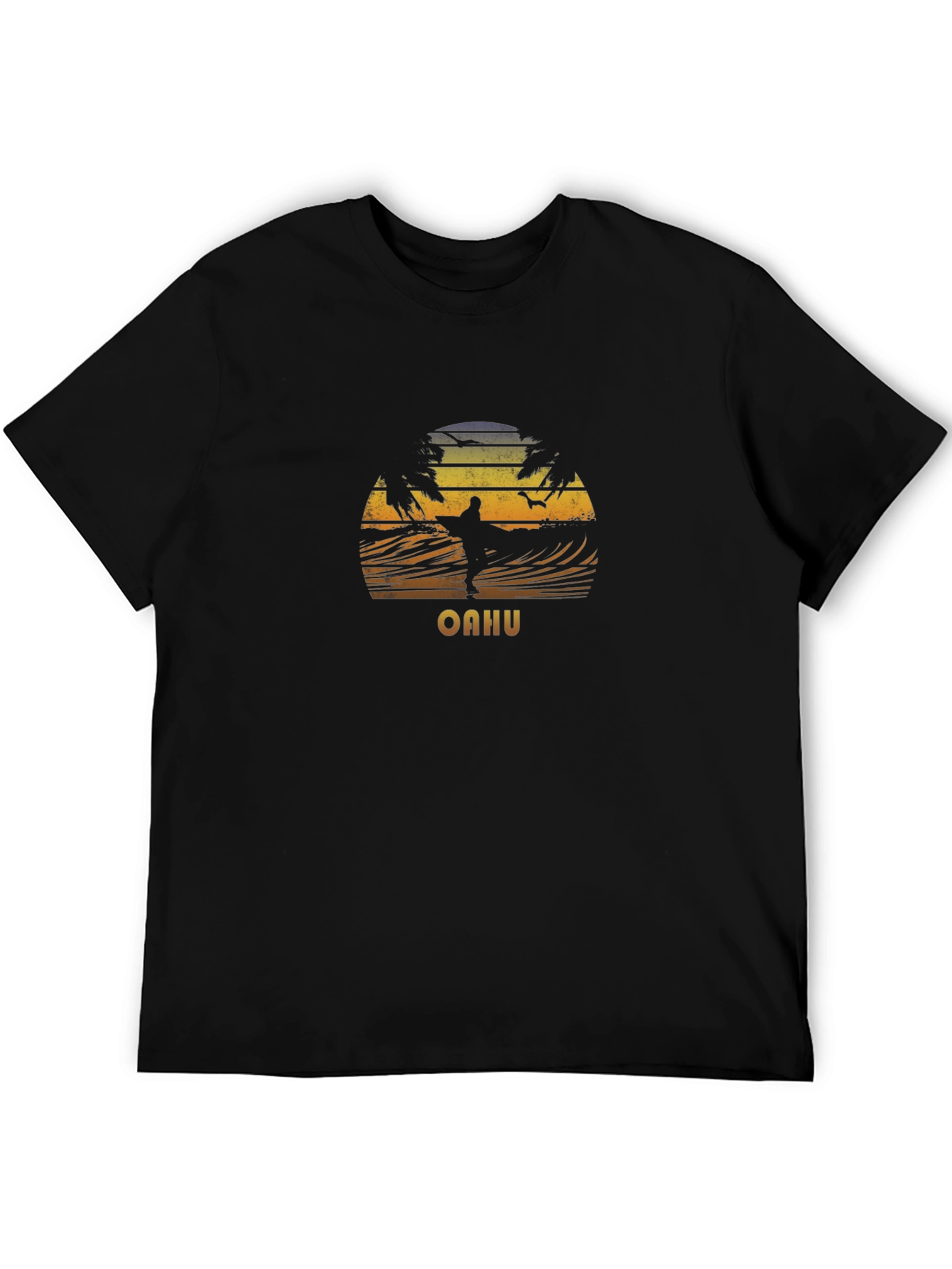Oahu Surfing Sunset Graphic T-Shirt