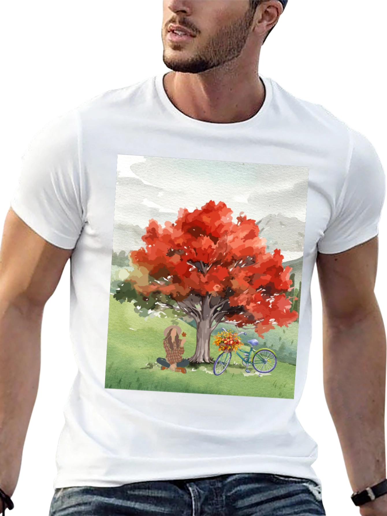 Autumn Tree Bike Graphic Tee