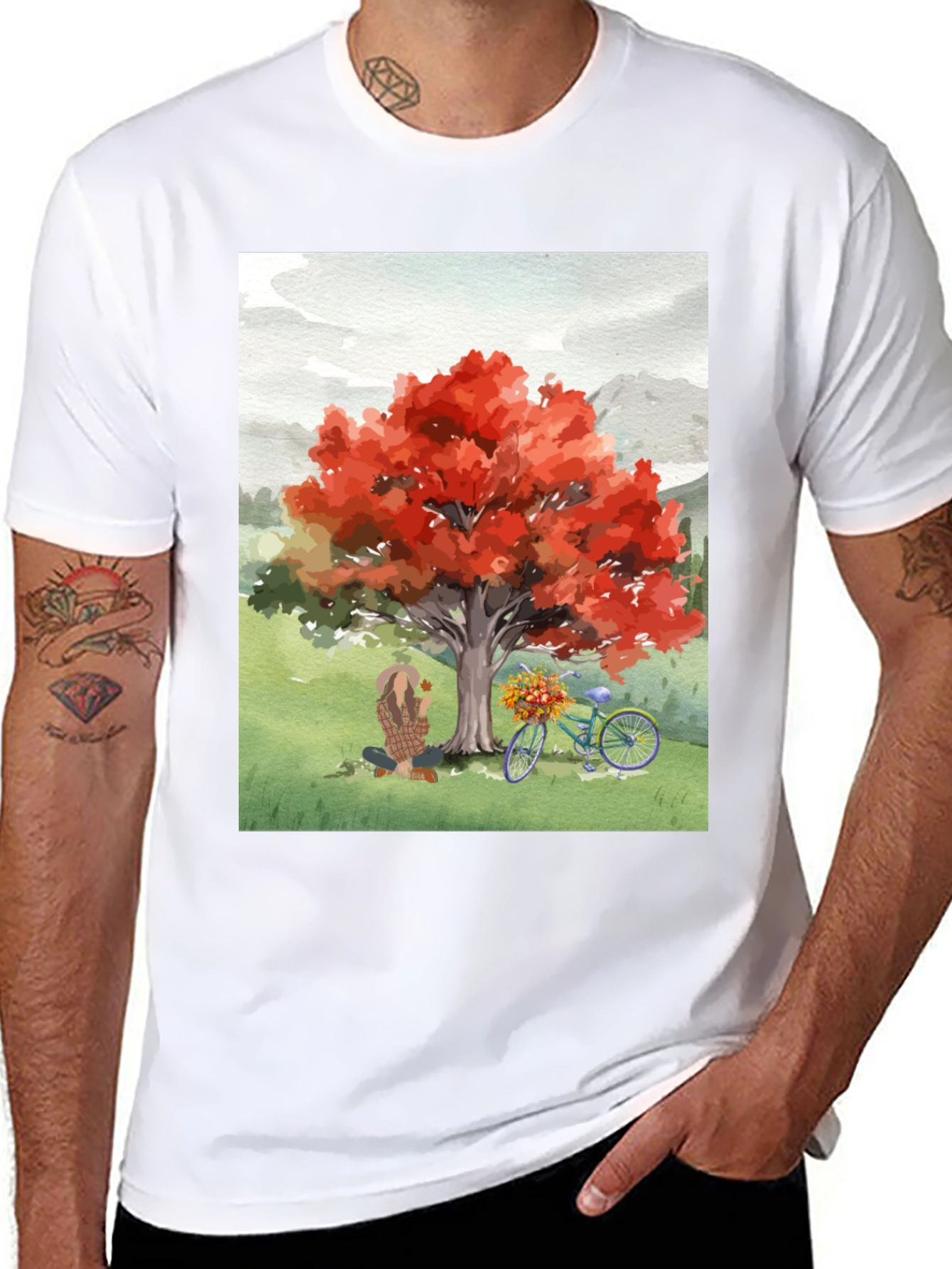 Autumn Tree Bike Graphic Tee