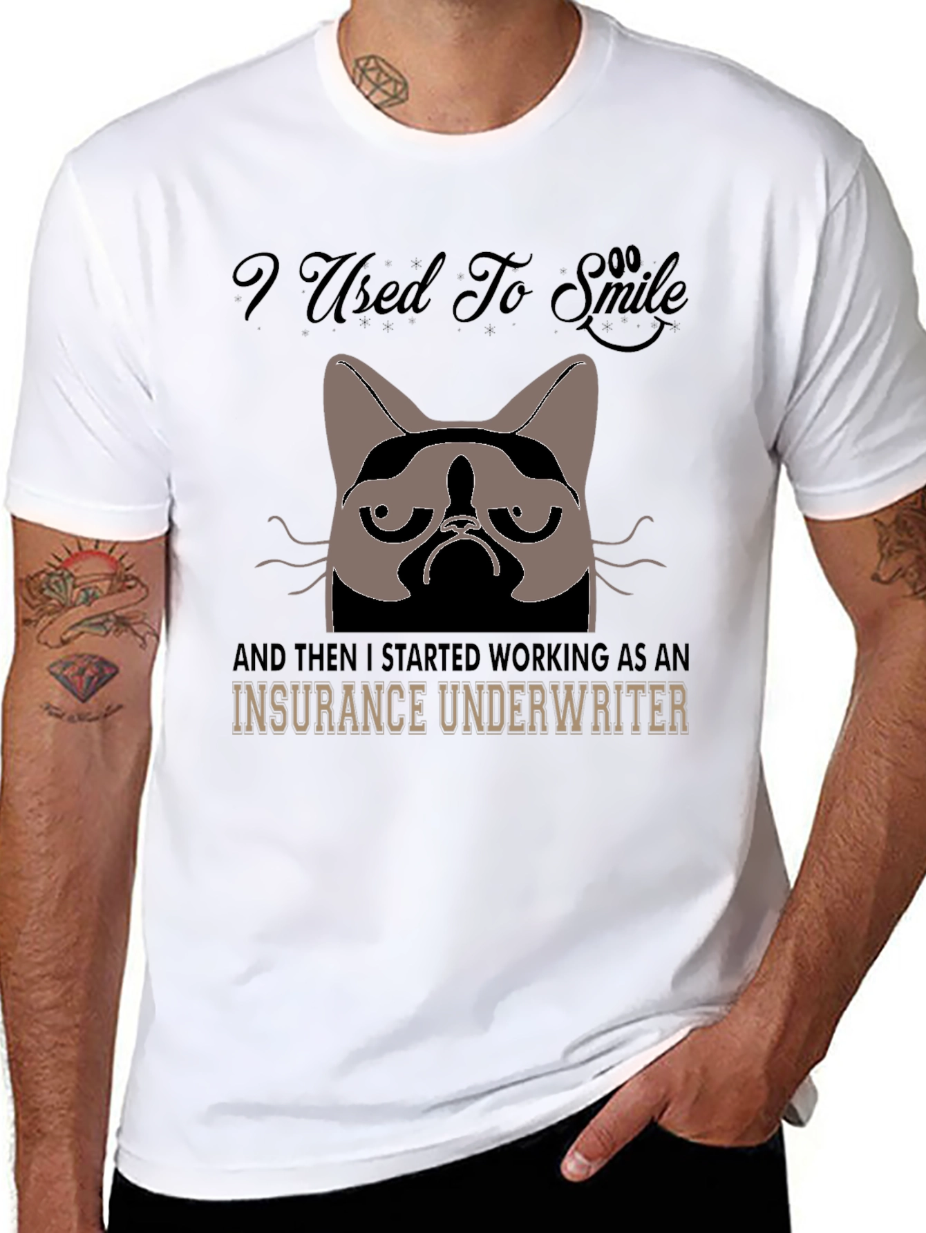 I Used To Smile Insurance Underwriter Grumpy Cat T-Shirt