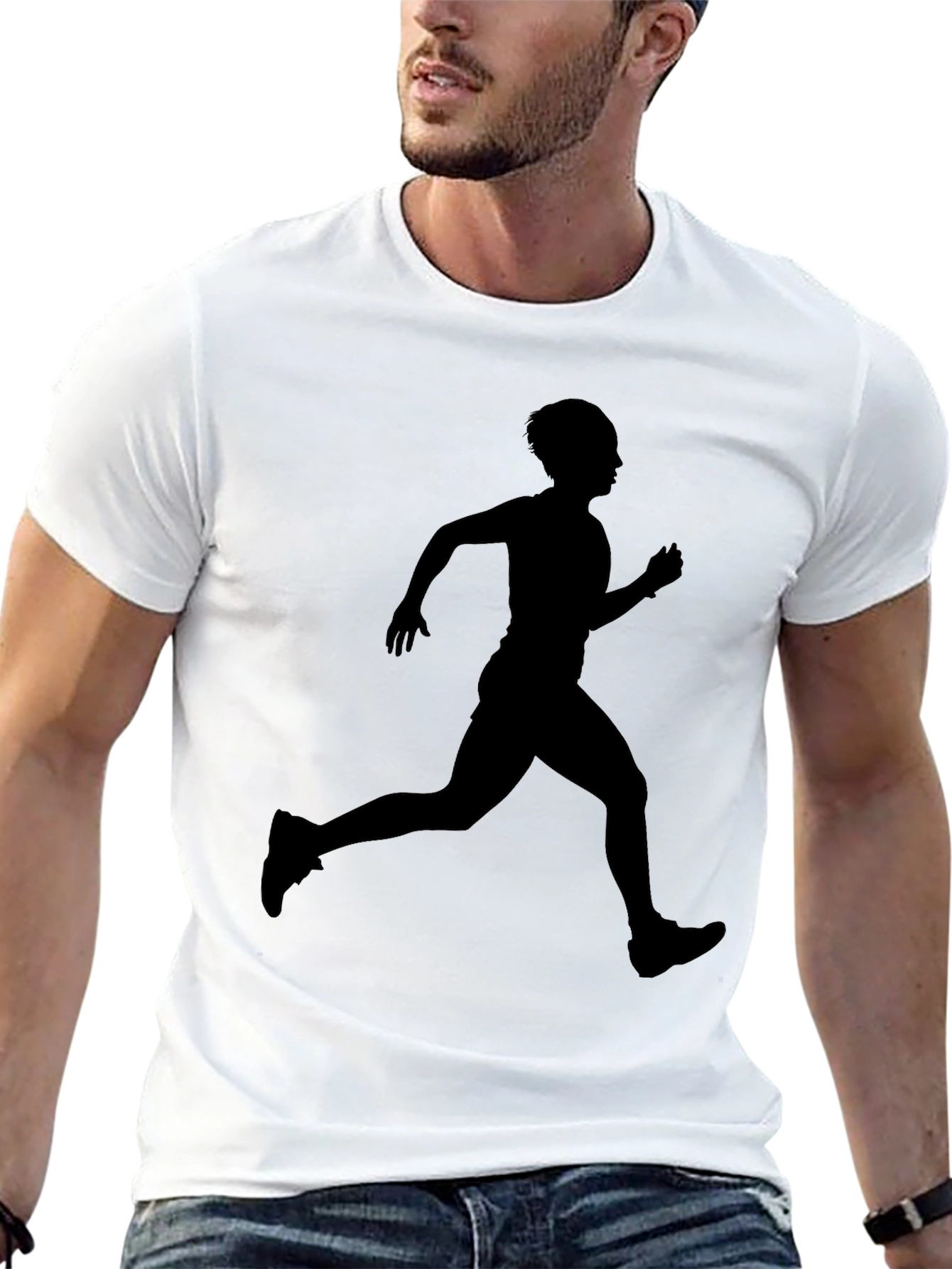 Mens Black Runner Silhouette T-Shirt
