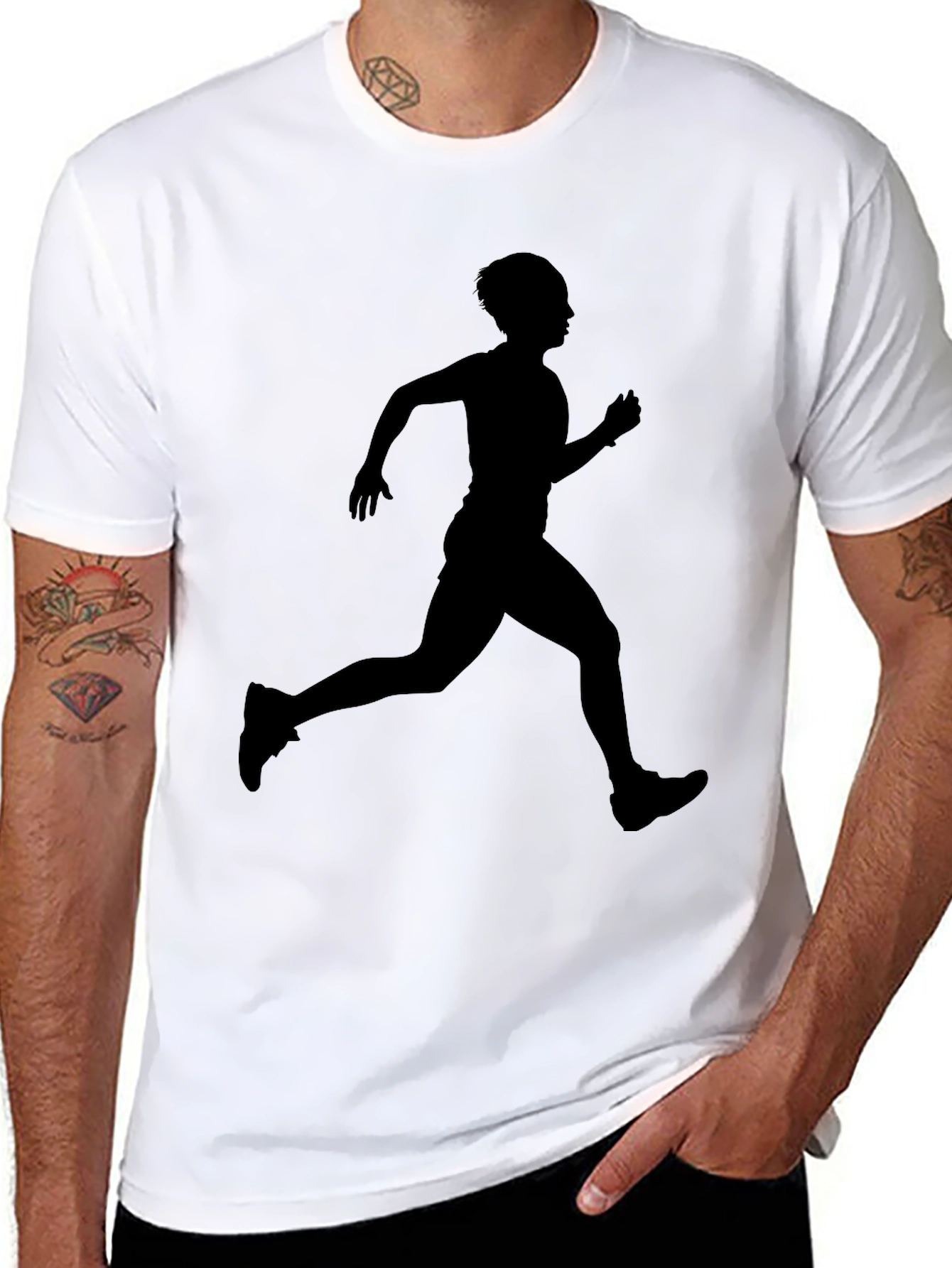 Mens Black Runner Silhouette T-Shirt