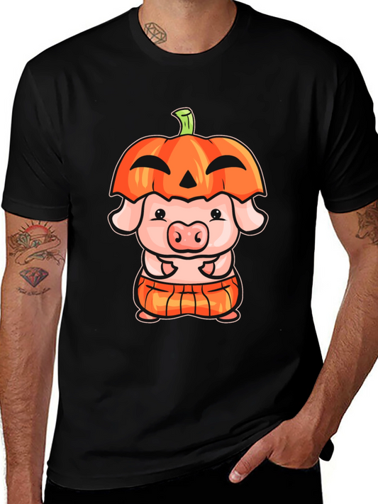 Cute Pig in Pumpkin Costume Graphic T-Shirt