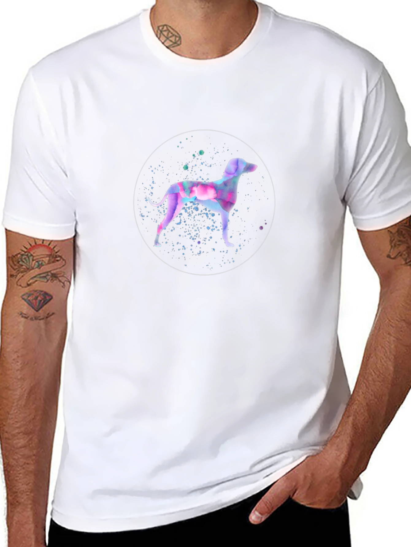 Abstract Dog Graphic Black T-Shirt