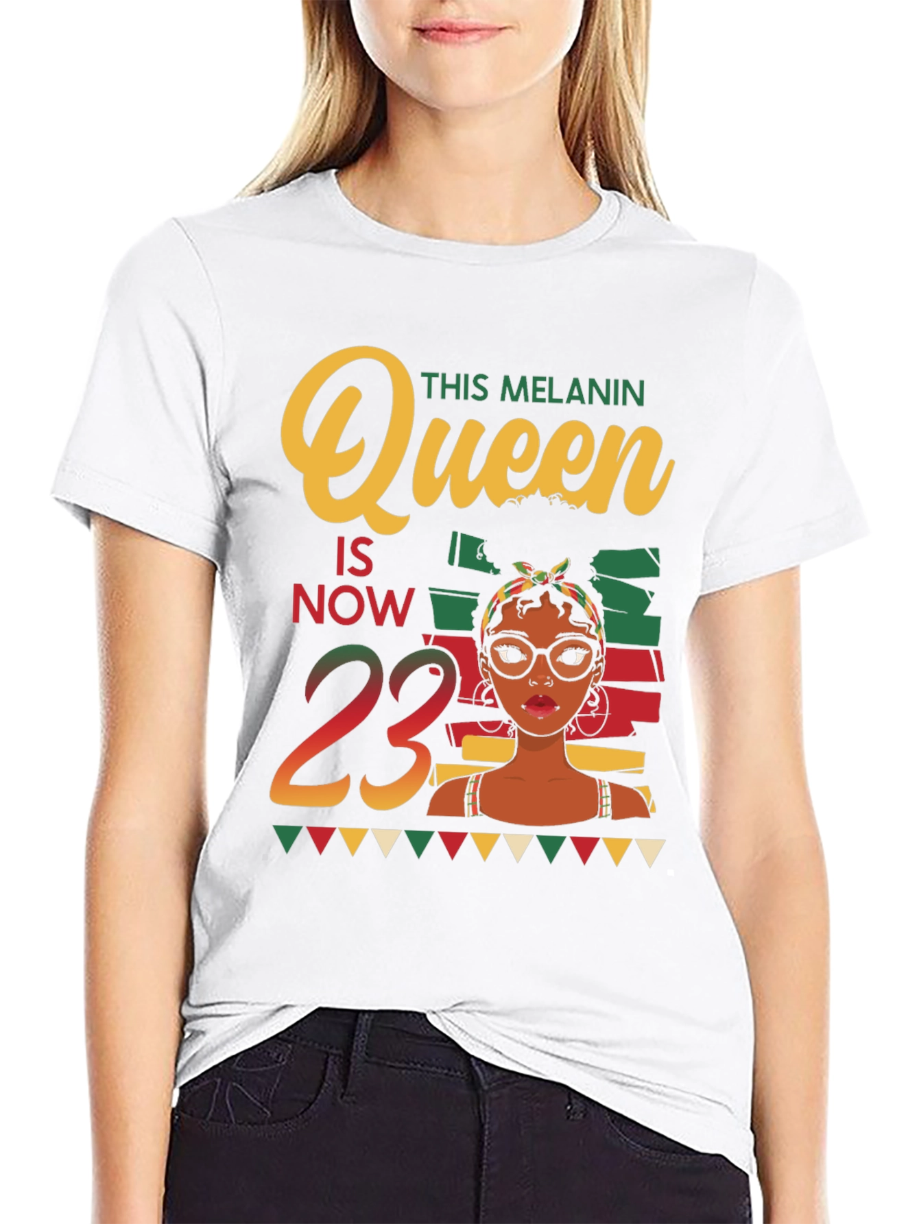 Melanin Queen 23rd Birthday Black T-Shirt
