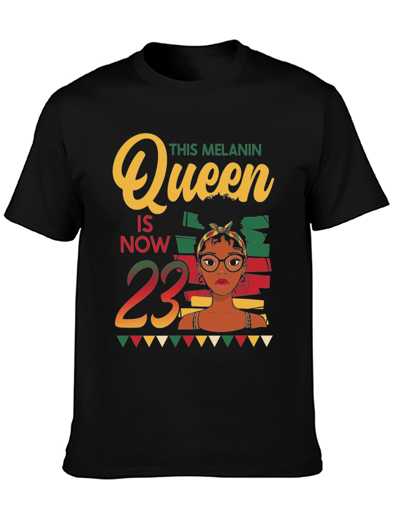 Melanin Queen 23rd Birthday Black T-Shirt