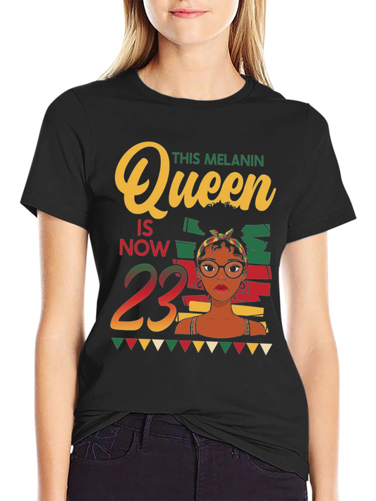 Melanin Queen 23rd Birthday Black T-Shirt