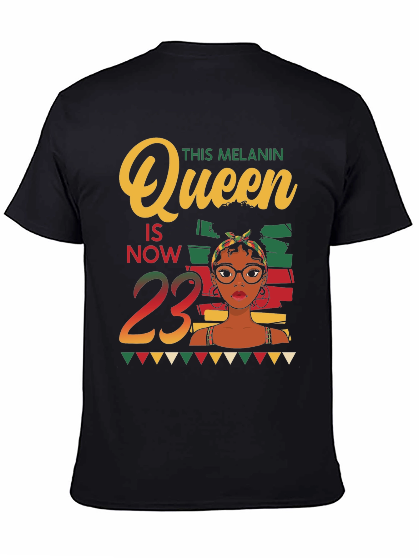Melanin Queen 23rd Birthday Black T-Shirt