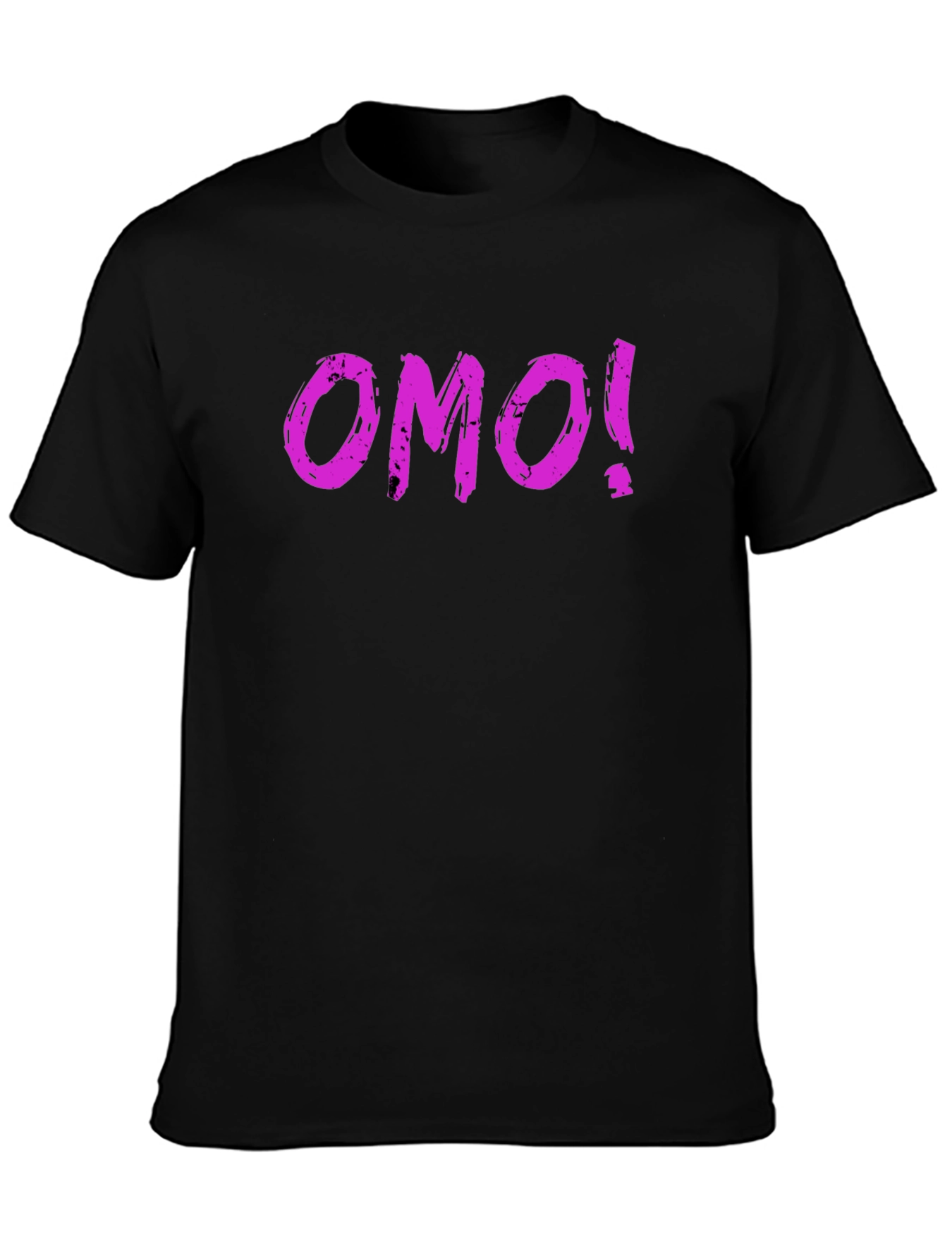 OMO! Graphic Print T-Shirt - Casual Black Tee