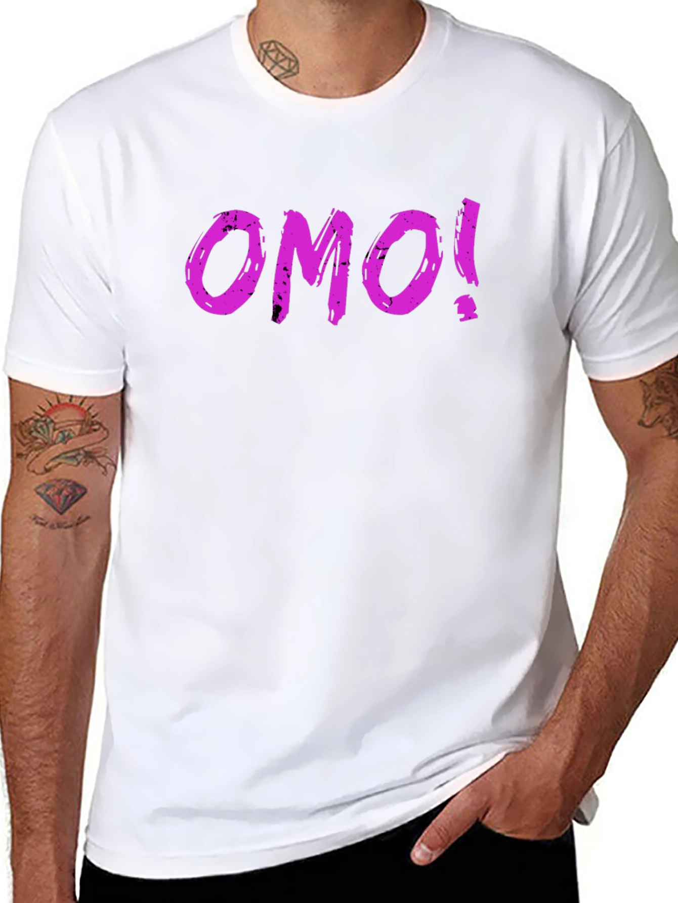 OMO! Graphic Print T-Shirt - Casual Black Tee