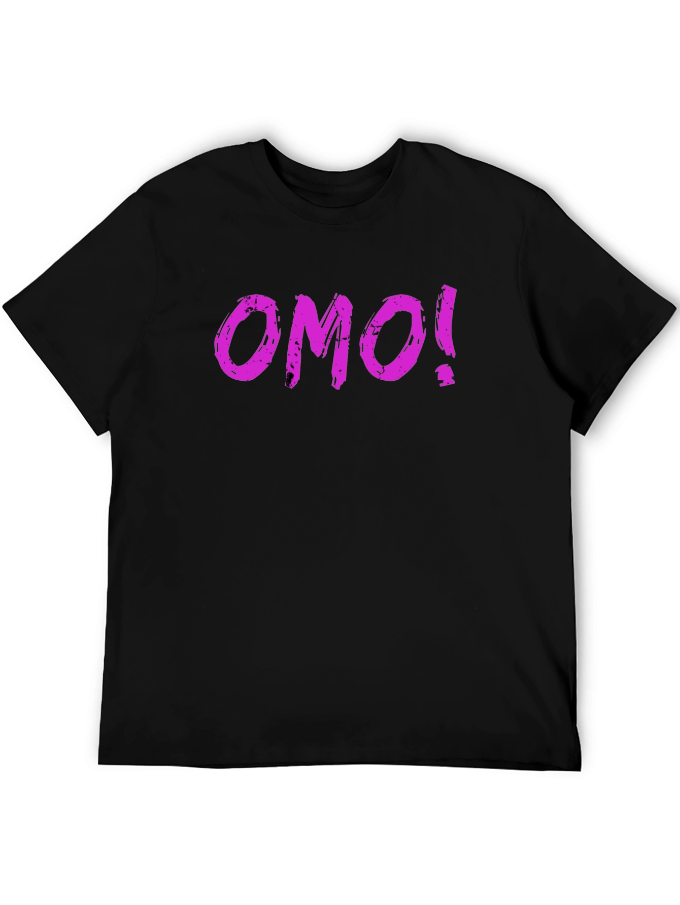 OMO! Graphic Print T-Shirt - Casual Black Tee