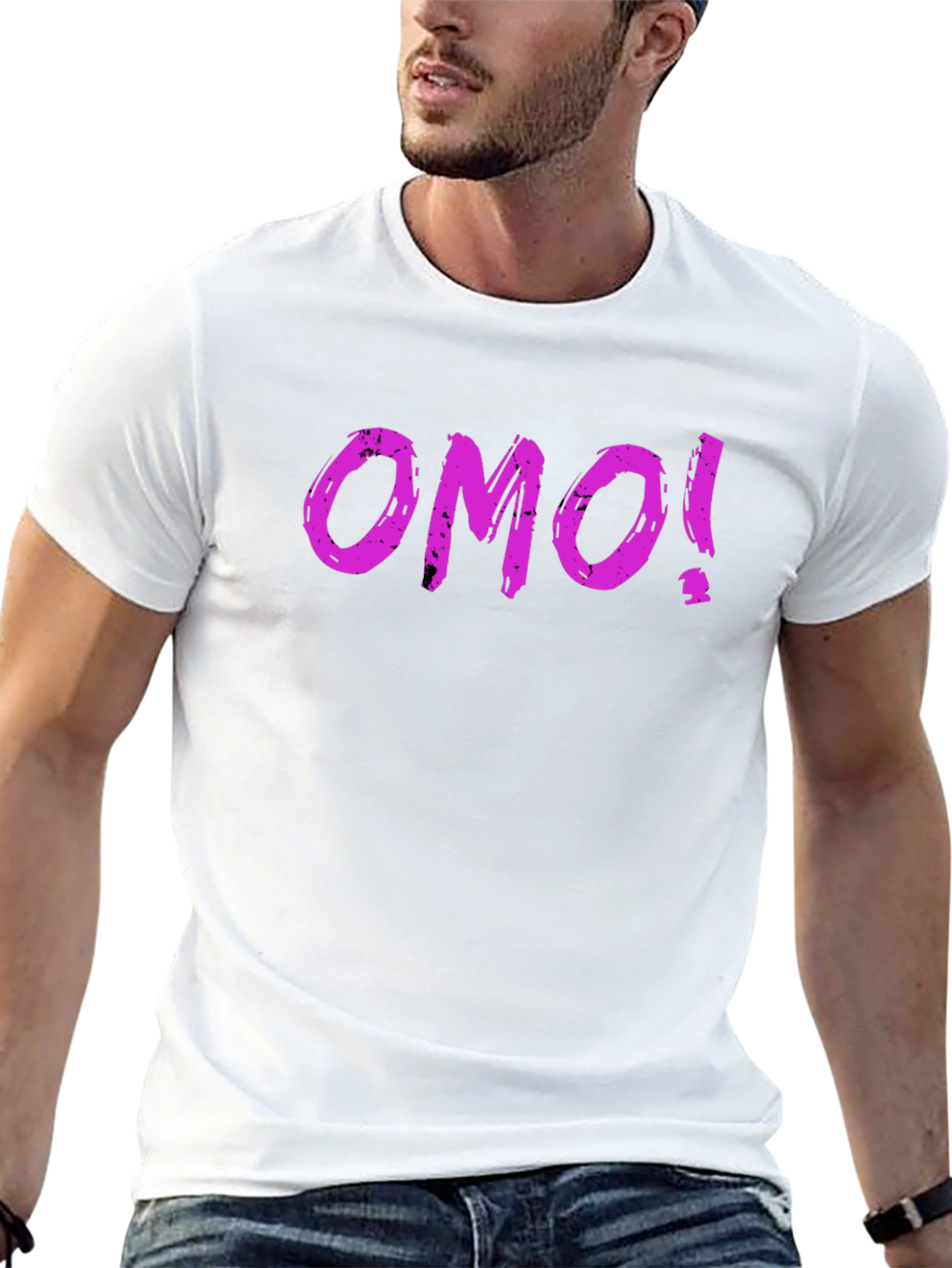 OMO! Graphic Print T-Shirt - Casual Black Tee