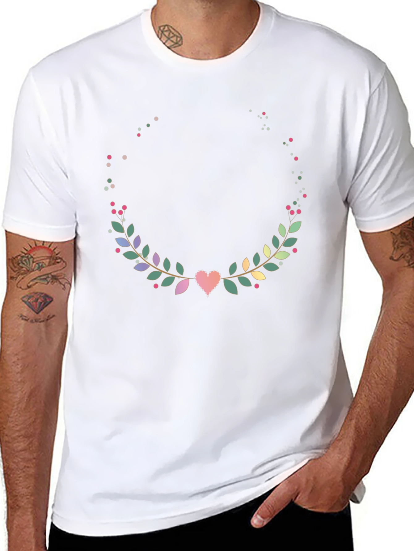 Floral Heart Wreath T-Shirt - Stylish Graphic Tee