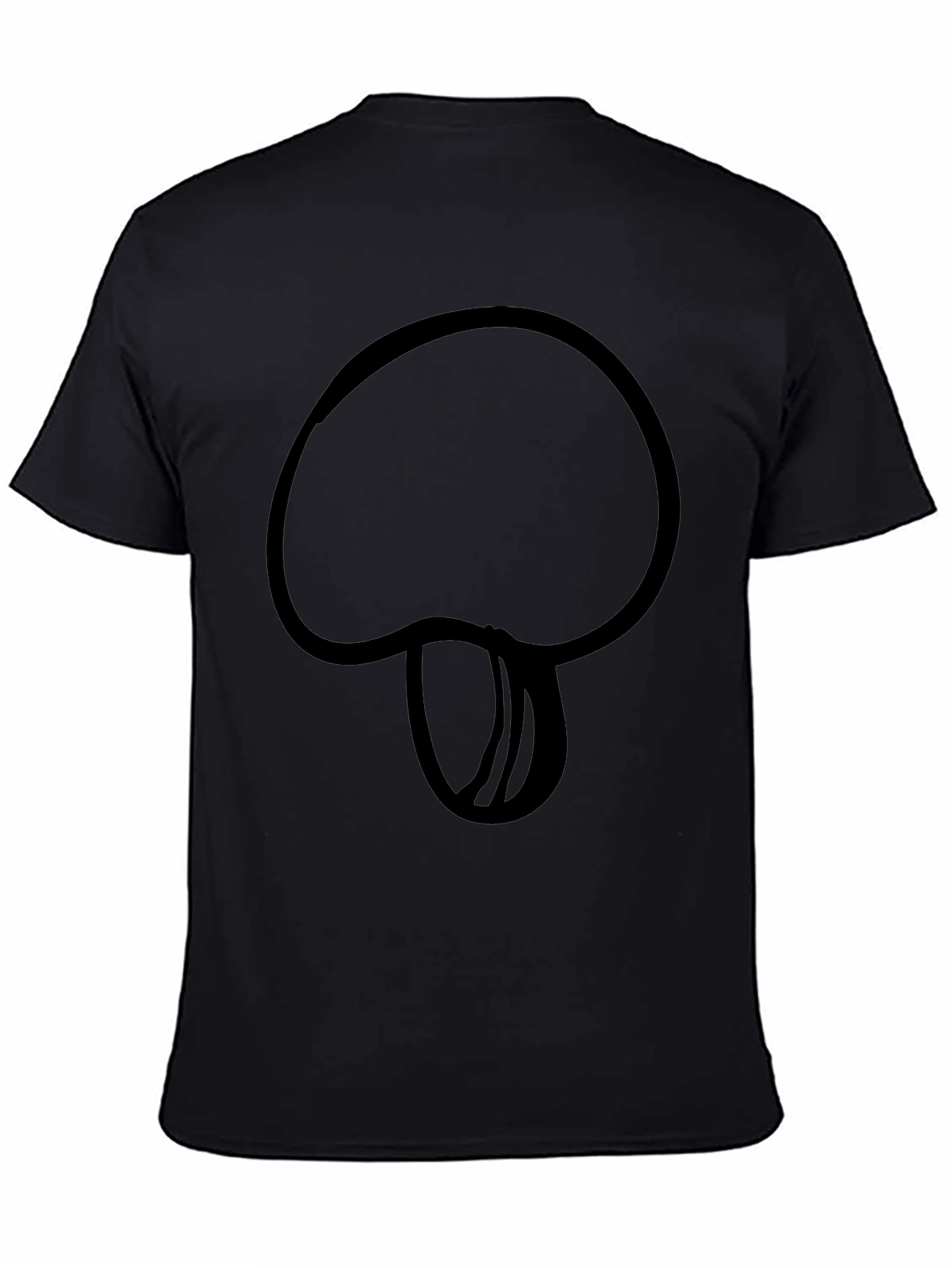 Mushroom Outline Black T-Shirt - Casual Style