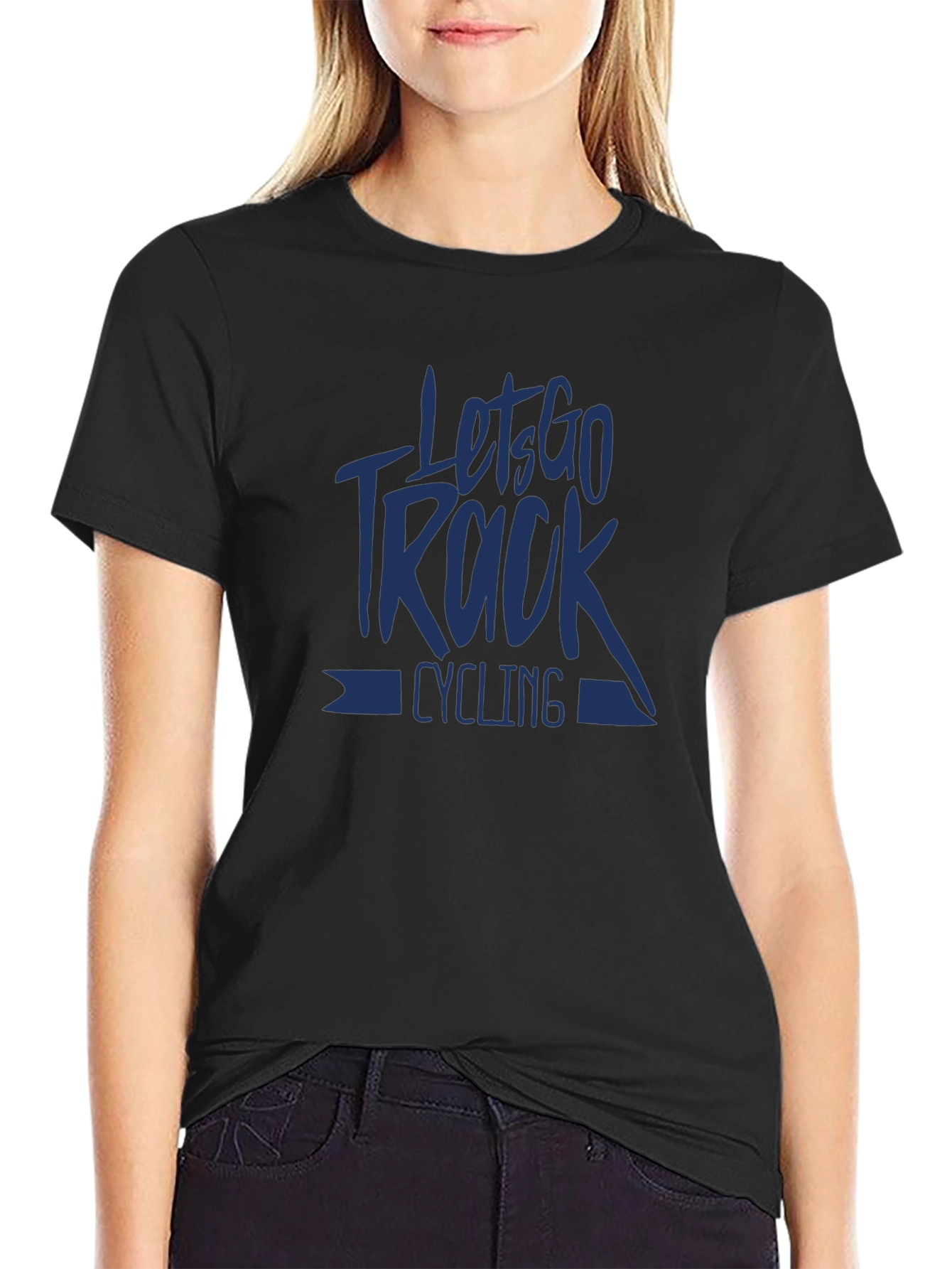 Lets Go Track Cycling Graphic Tee - Black
