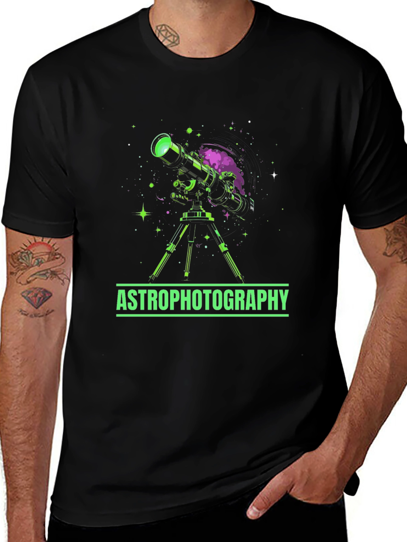 Astrophotography Graphic Tee - Space Telescope Design