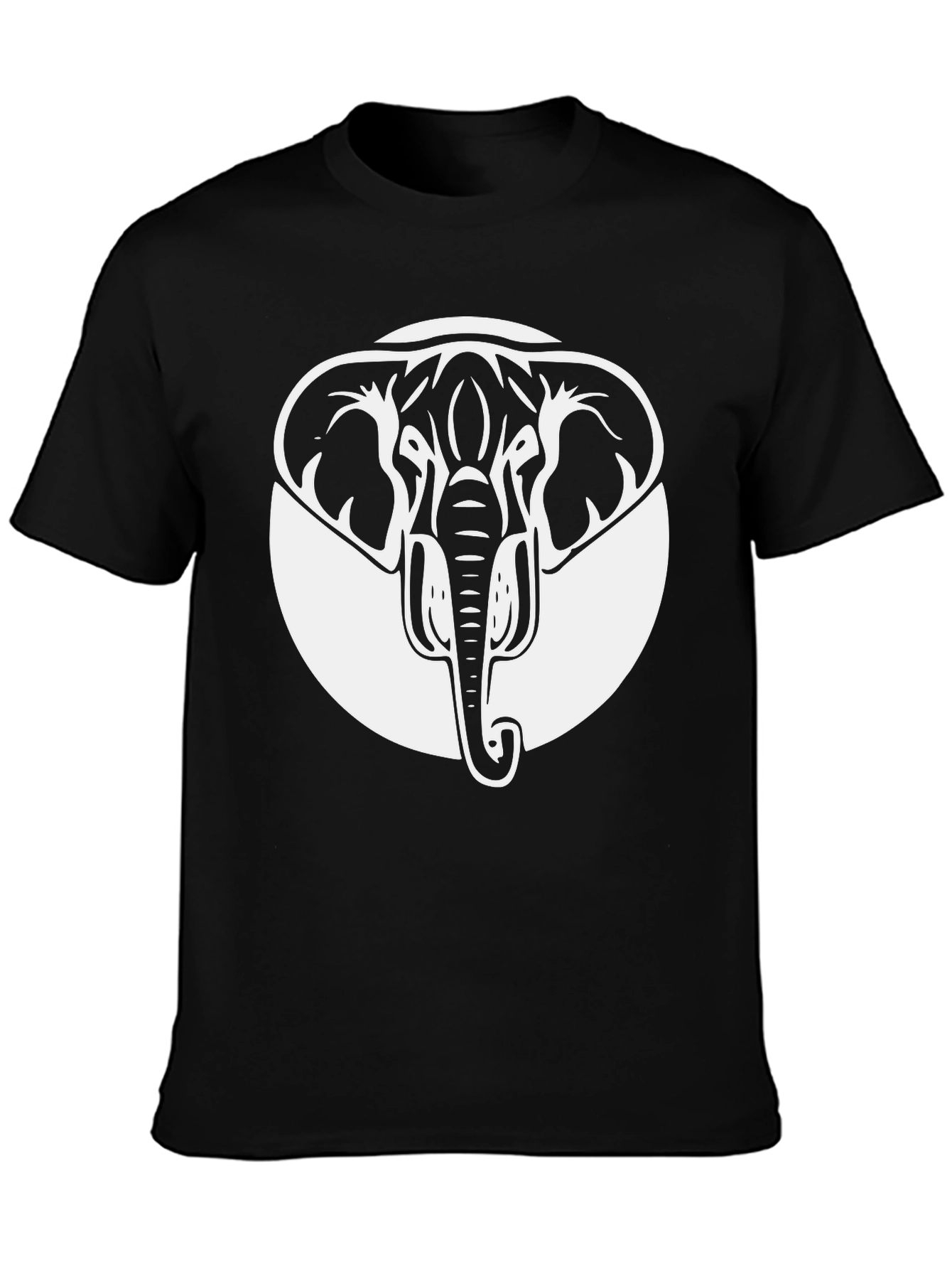 Elephant Graphic Tee - Black Crew Neck Cotton Shirt