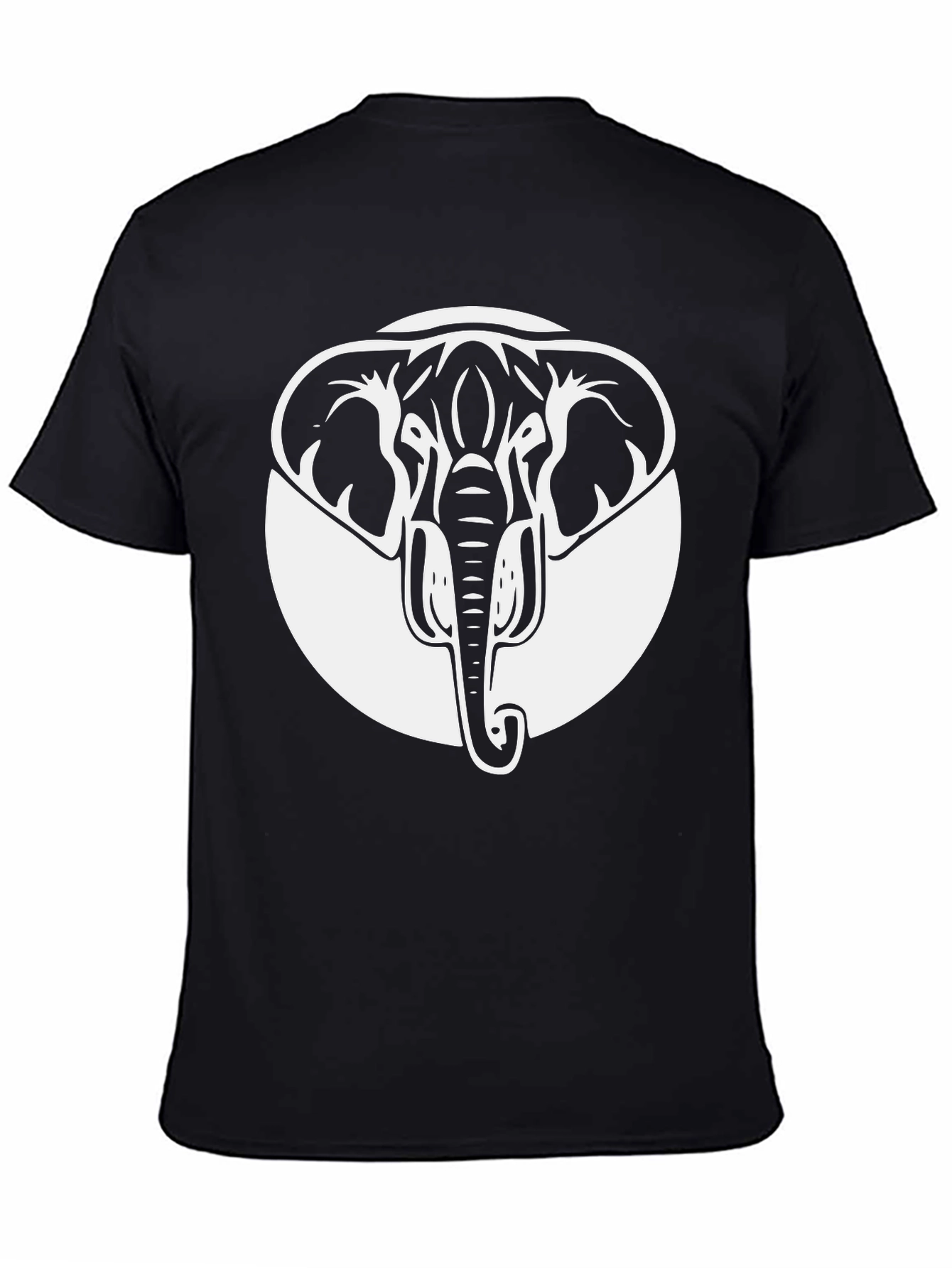 Elephant Graphic Tee - Black Crew Neck Cotton Shirt