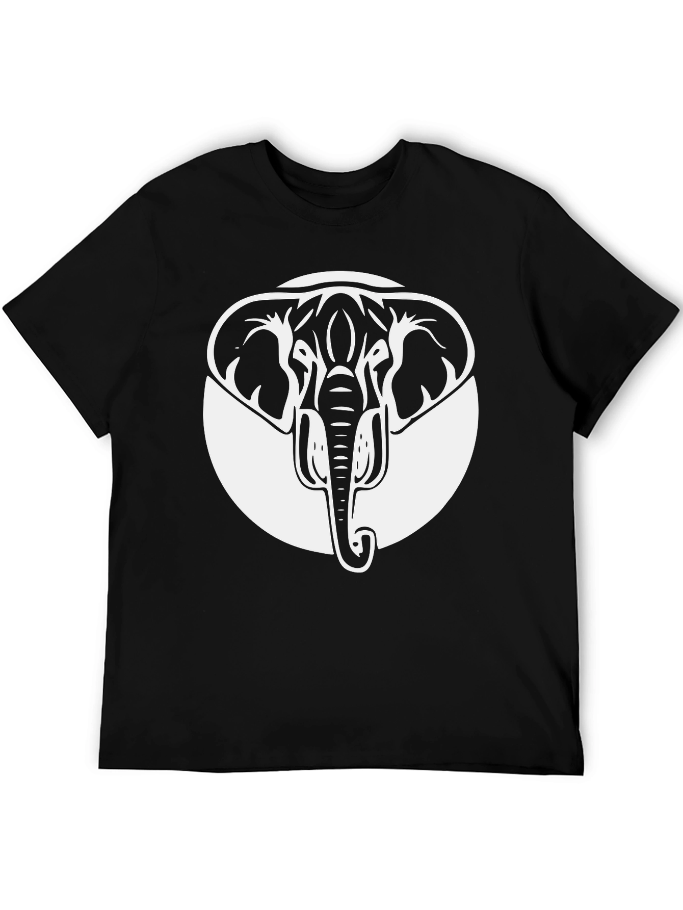 Elephant Graphic Tee - Black Crew Neck Cotton Shirt