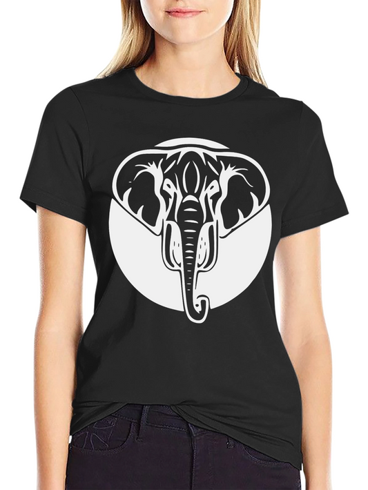 Elephant Graphic Tee - Black Crew Neck Cotton Shirt