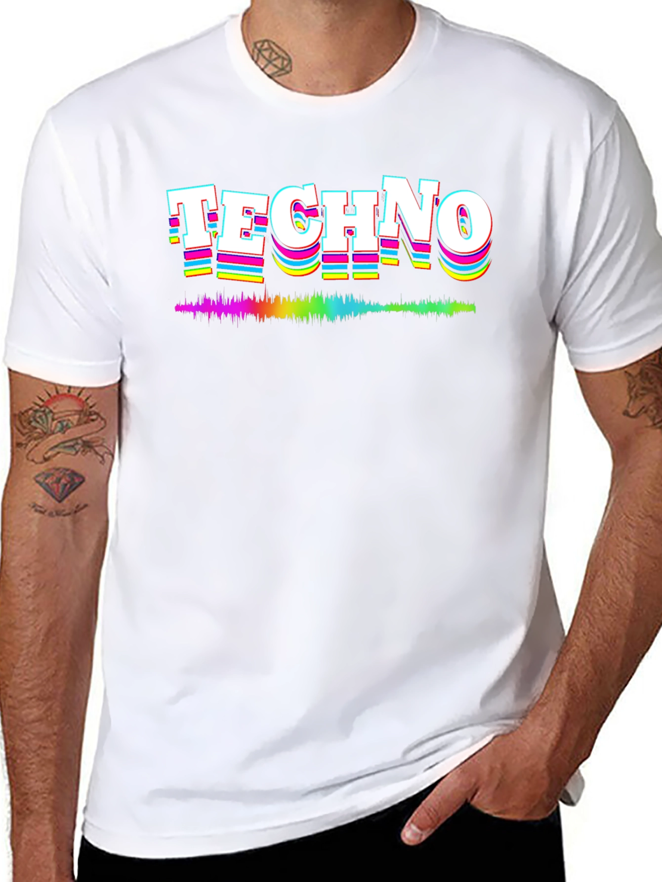 Retro Techno Music Graphic Tee - Black