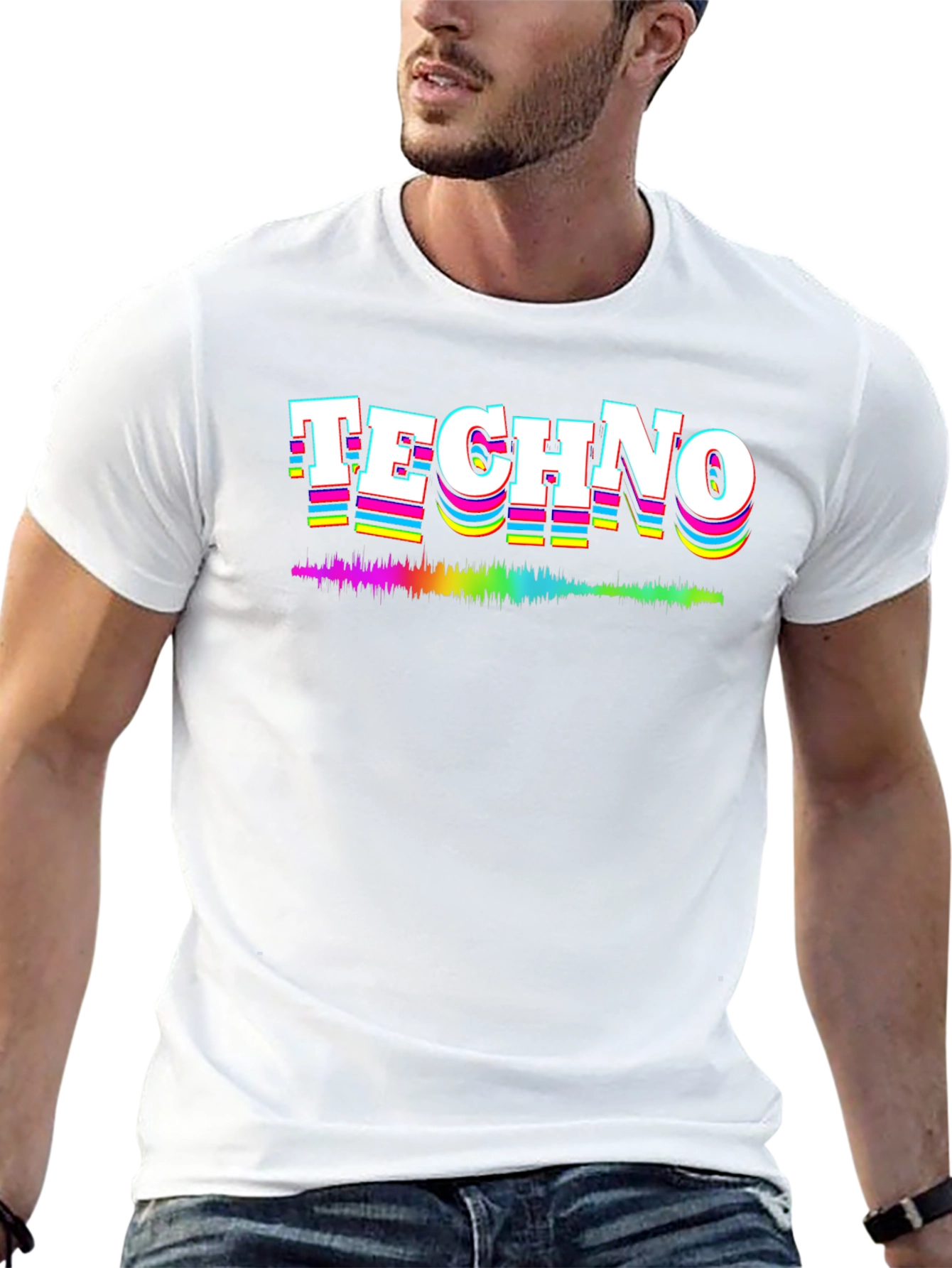 Retro Techno Music Graphic Tee - Black