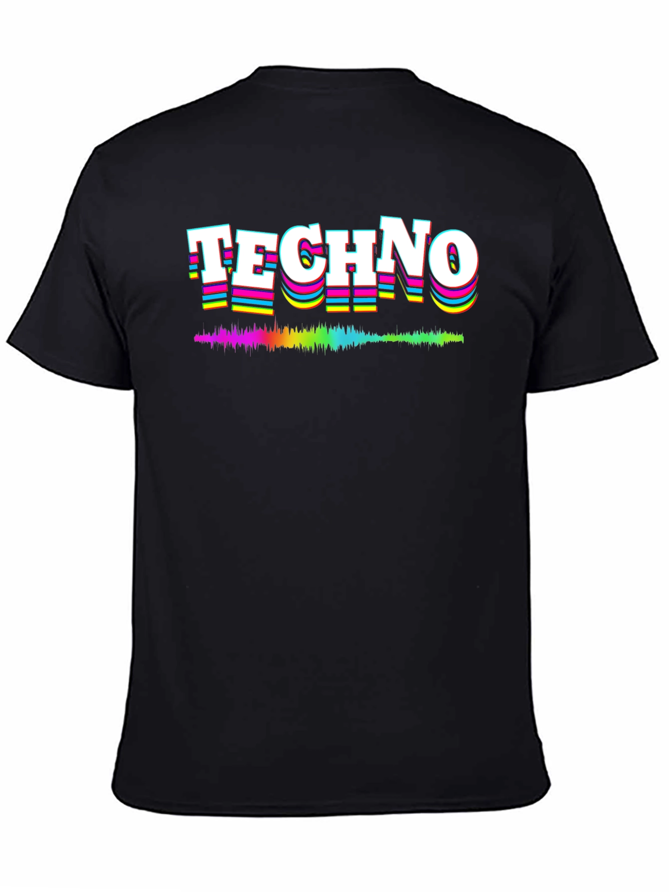 Retro Techno Music Graphic Tee - Black