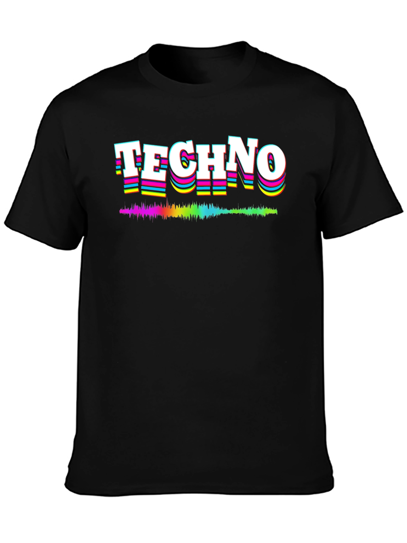 Retro Techno Music Graphic Tee - Black