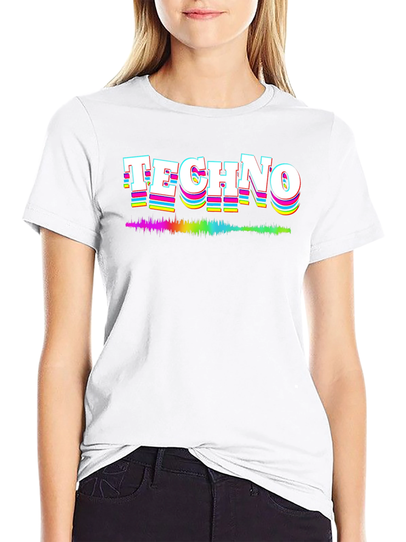 Retro Techno Music Graphic Tee - Black