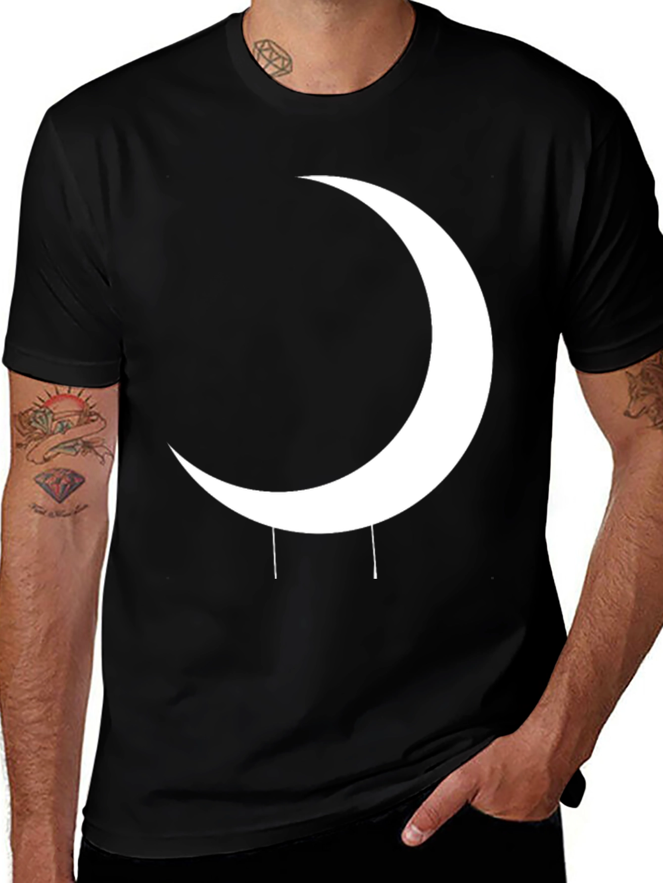 Crescent Moon Graphic Black T-Shirt