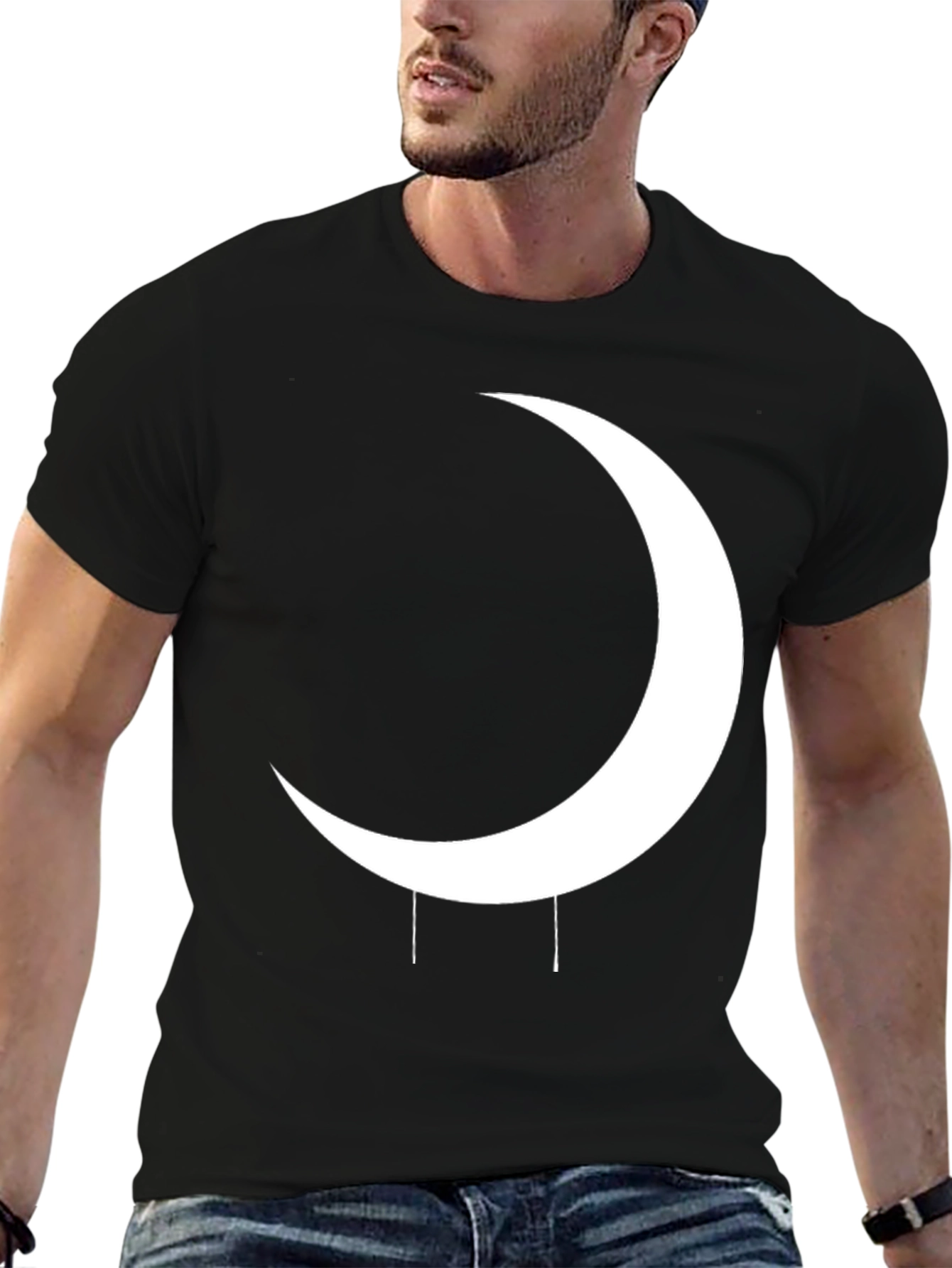 Crescent Moon Graphic Black T-Shirt