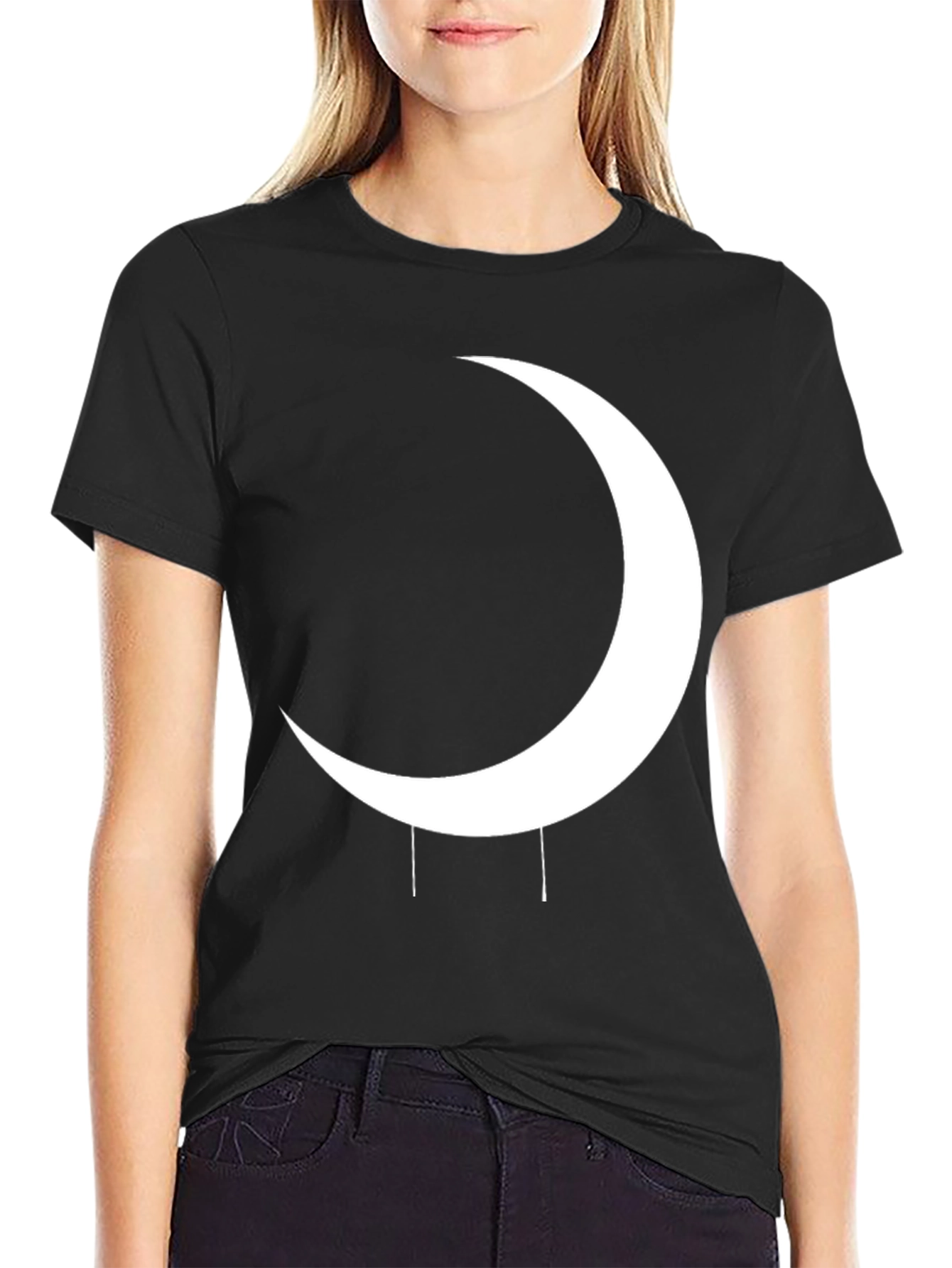 Crescent Moon Graphic Black T-Shirt
