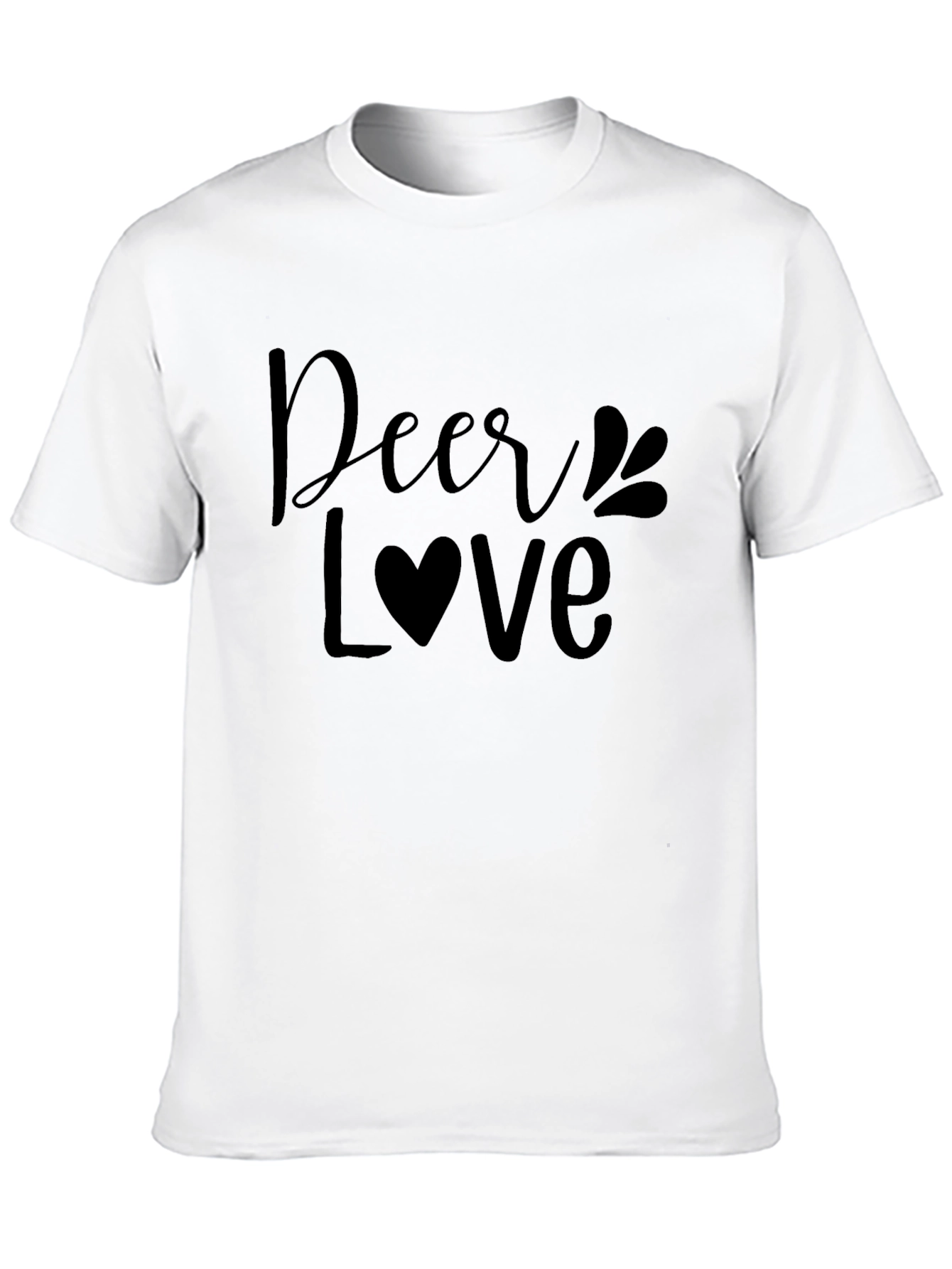Deer Love Graphic Print Black T-Shirt