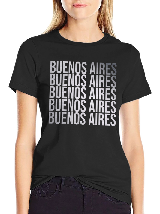 Buenos Aires Repeated Print Black T-Shirt