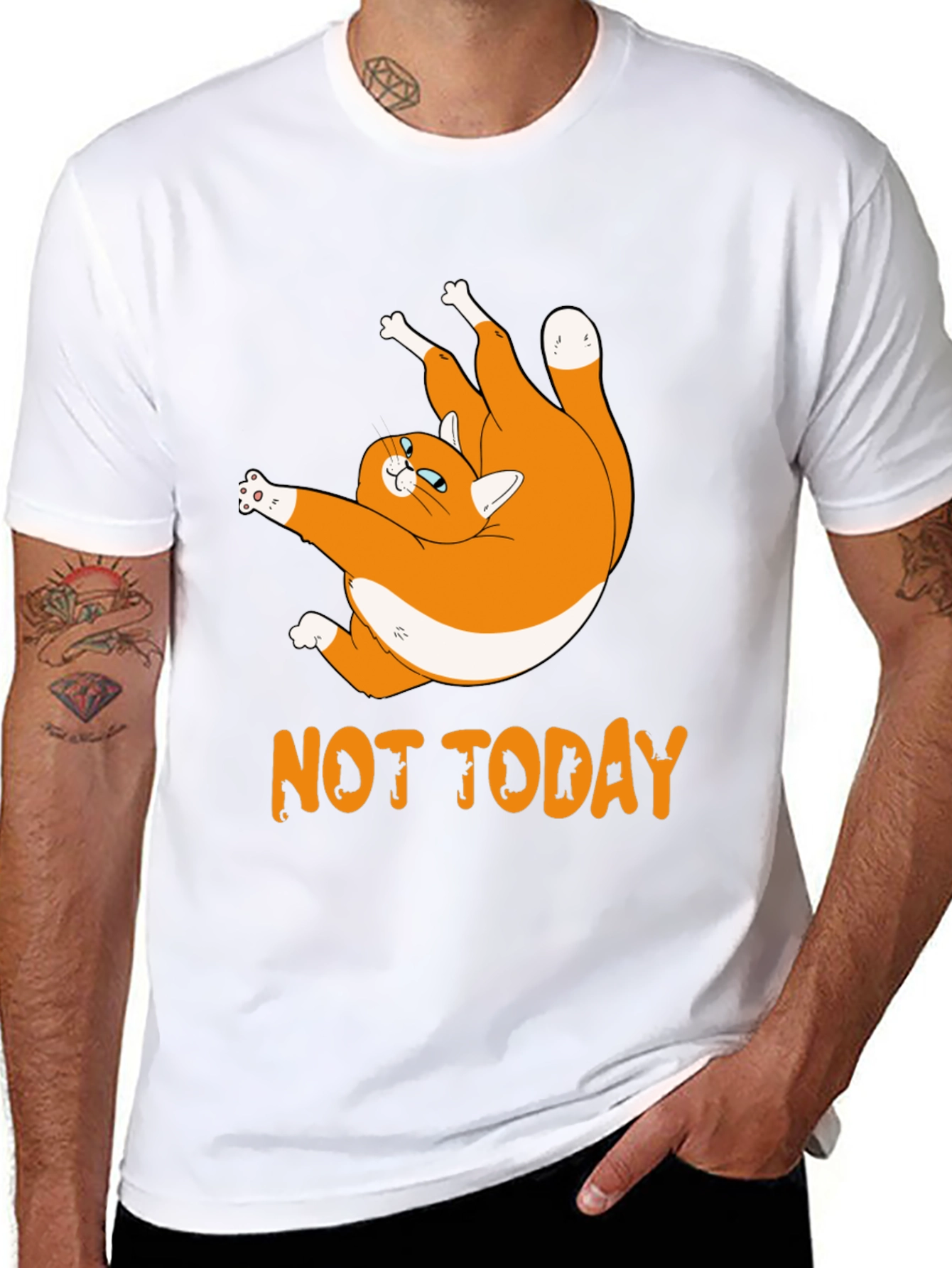 Not Today Cat Graphic Black T-Shirt