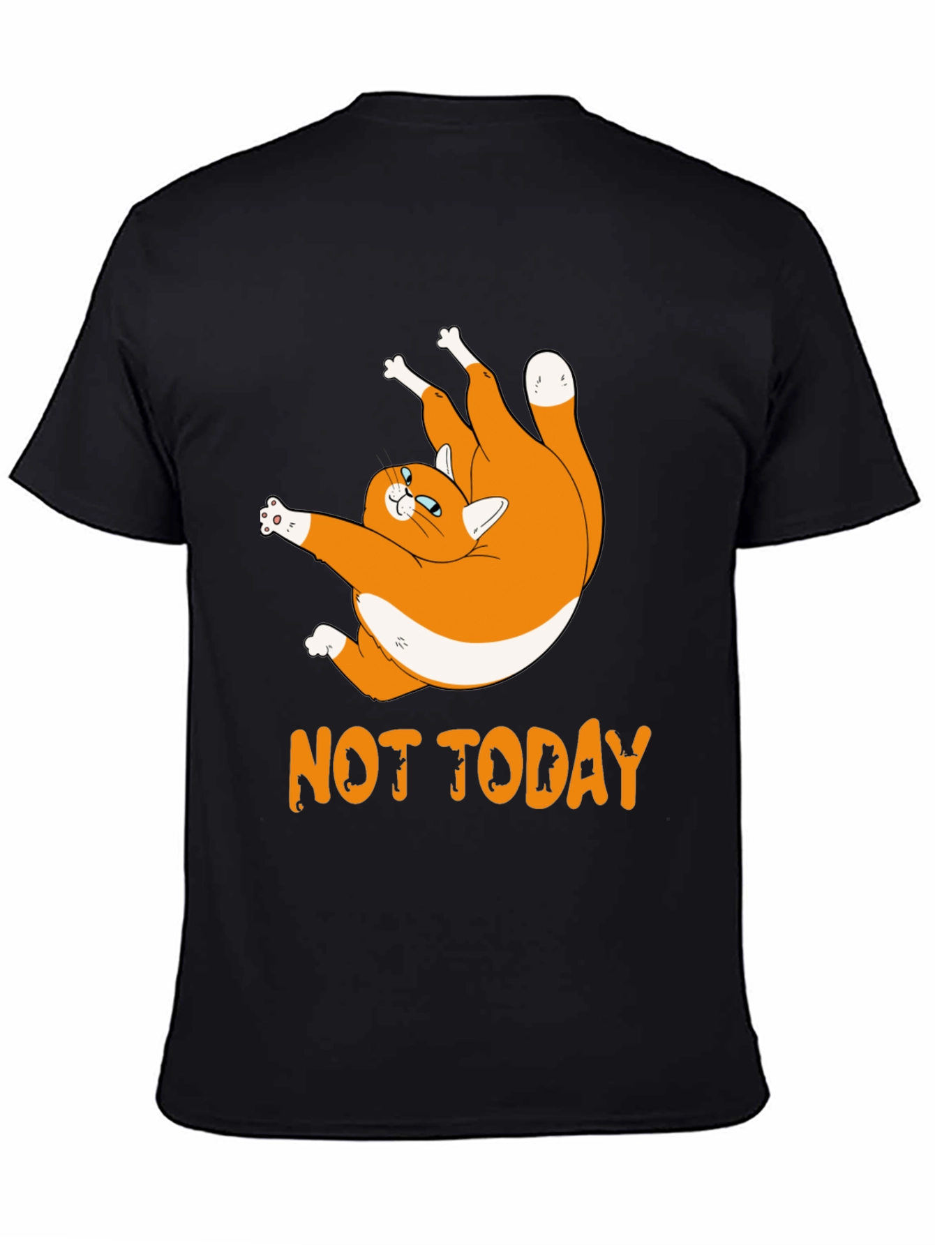 Not Today Cat Graphic Black T-Shirt