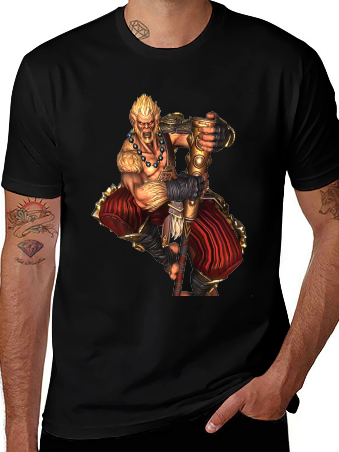 Warrior Graphic Print Black T-Shirt