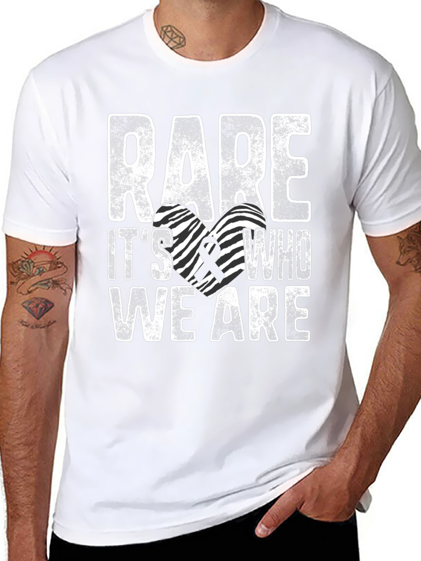 Rare Disease Awareness Zebra Heart T-Shirt