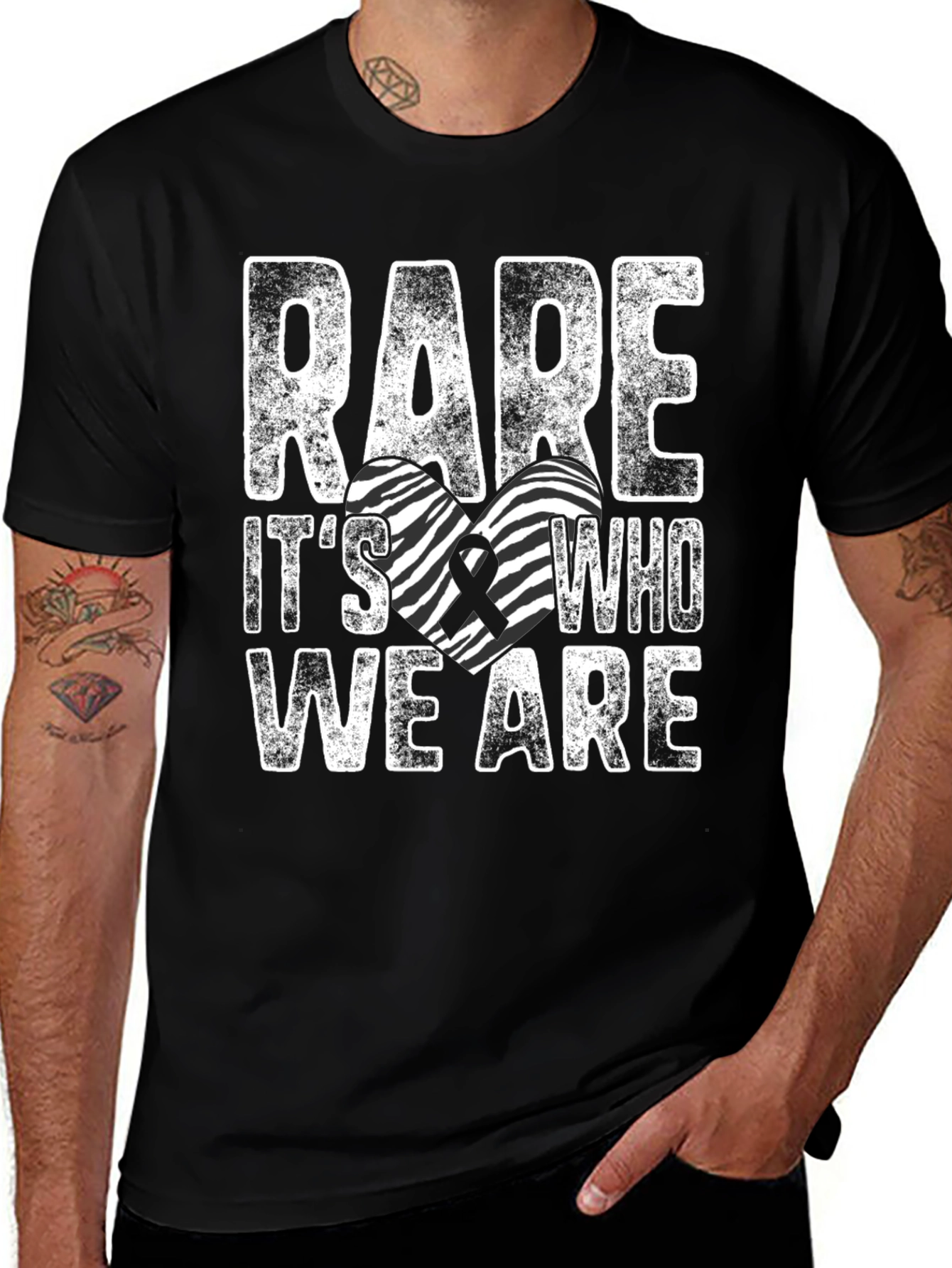 Rare Disease Awareness Zebra Heart T-Shirt