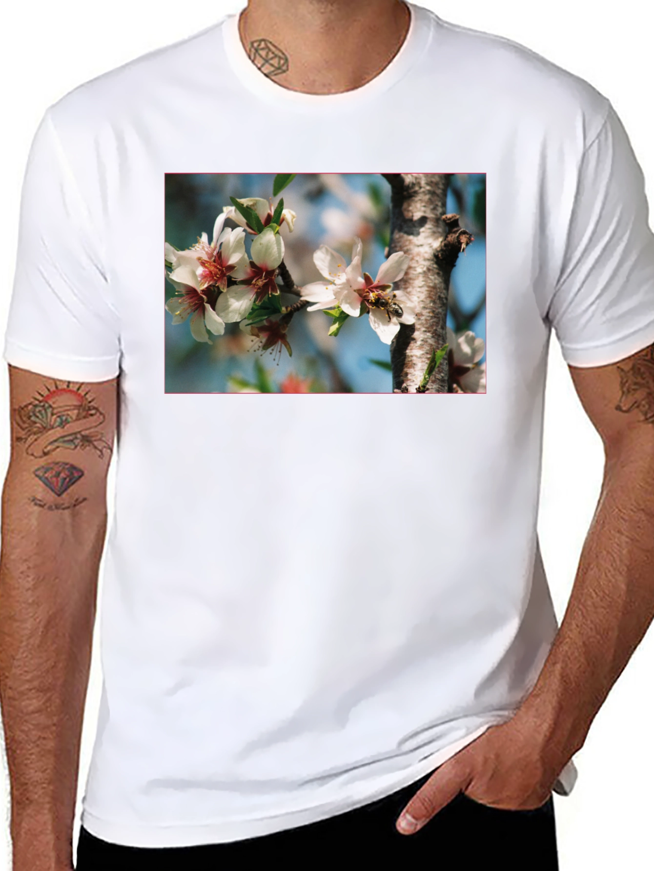 Floral Bee T-Shirt - Nature Inspired Graphic Tee